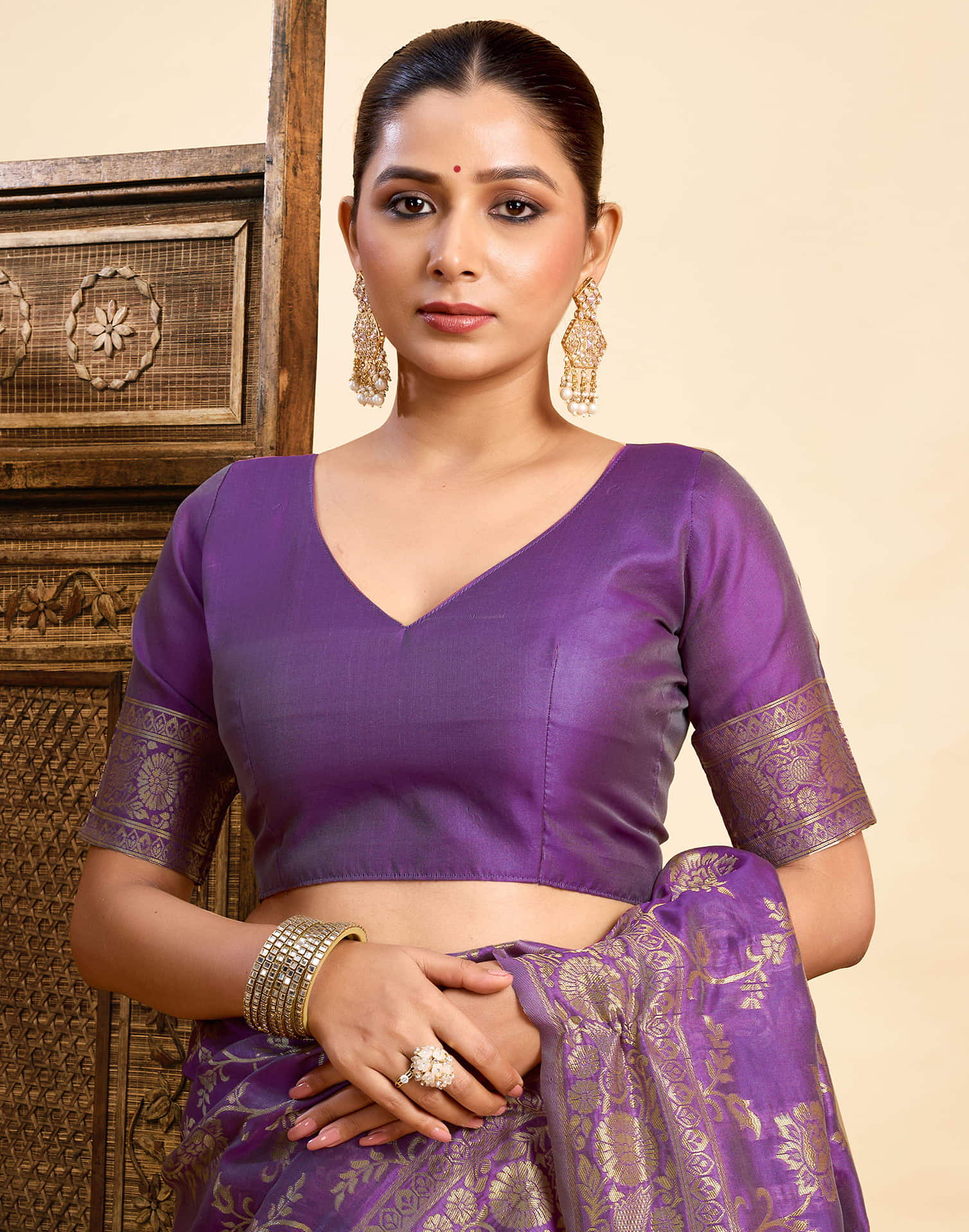 Purple Silk Woven Banarasi Saree