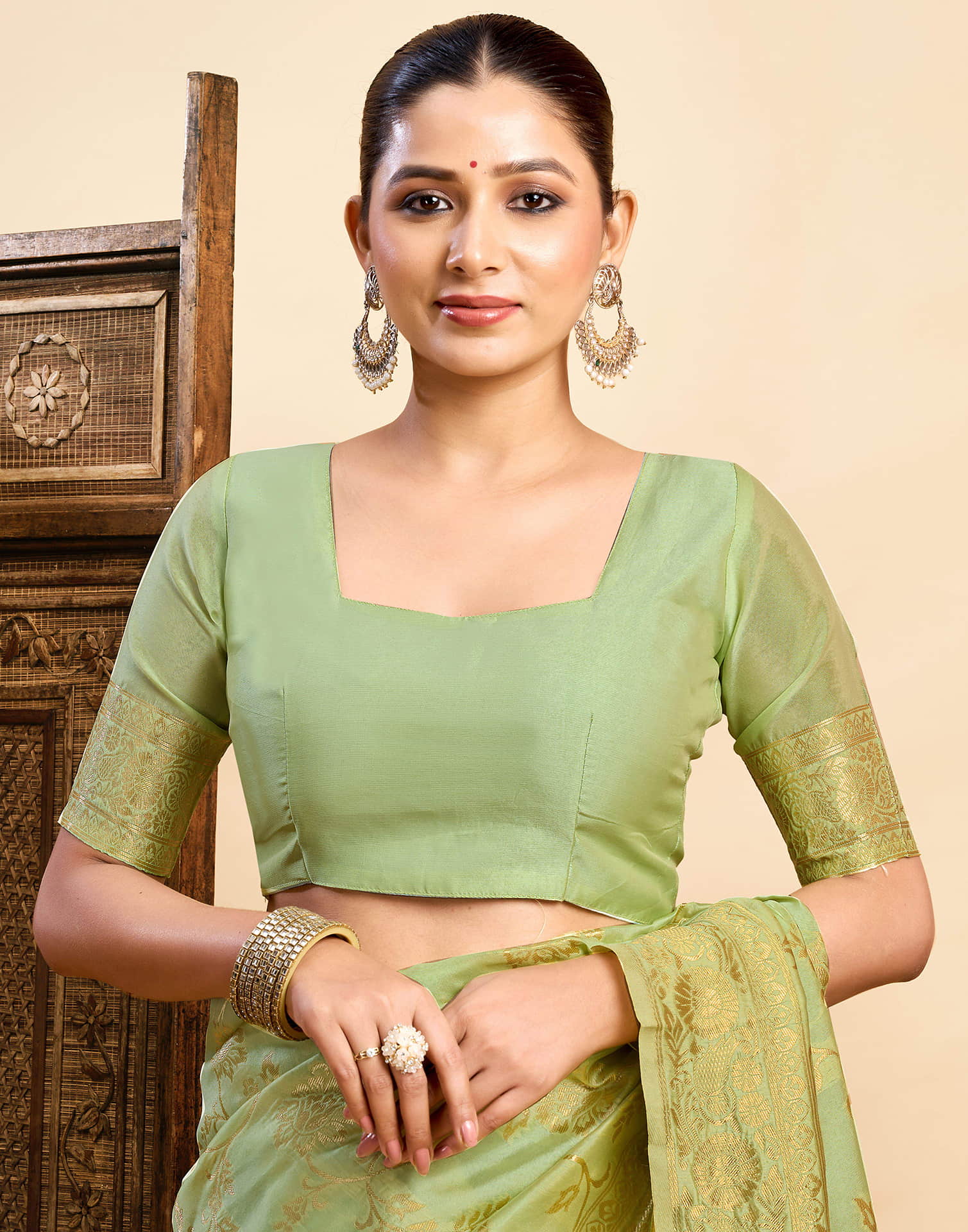 Light Pista Green Silk Woven Banarasi Saree