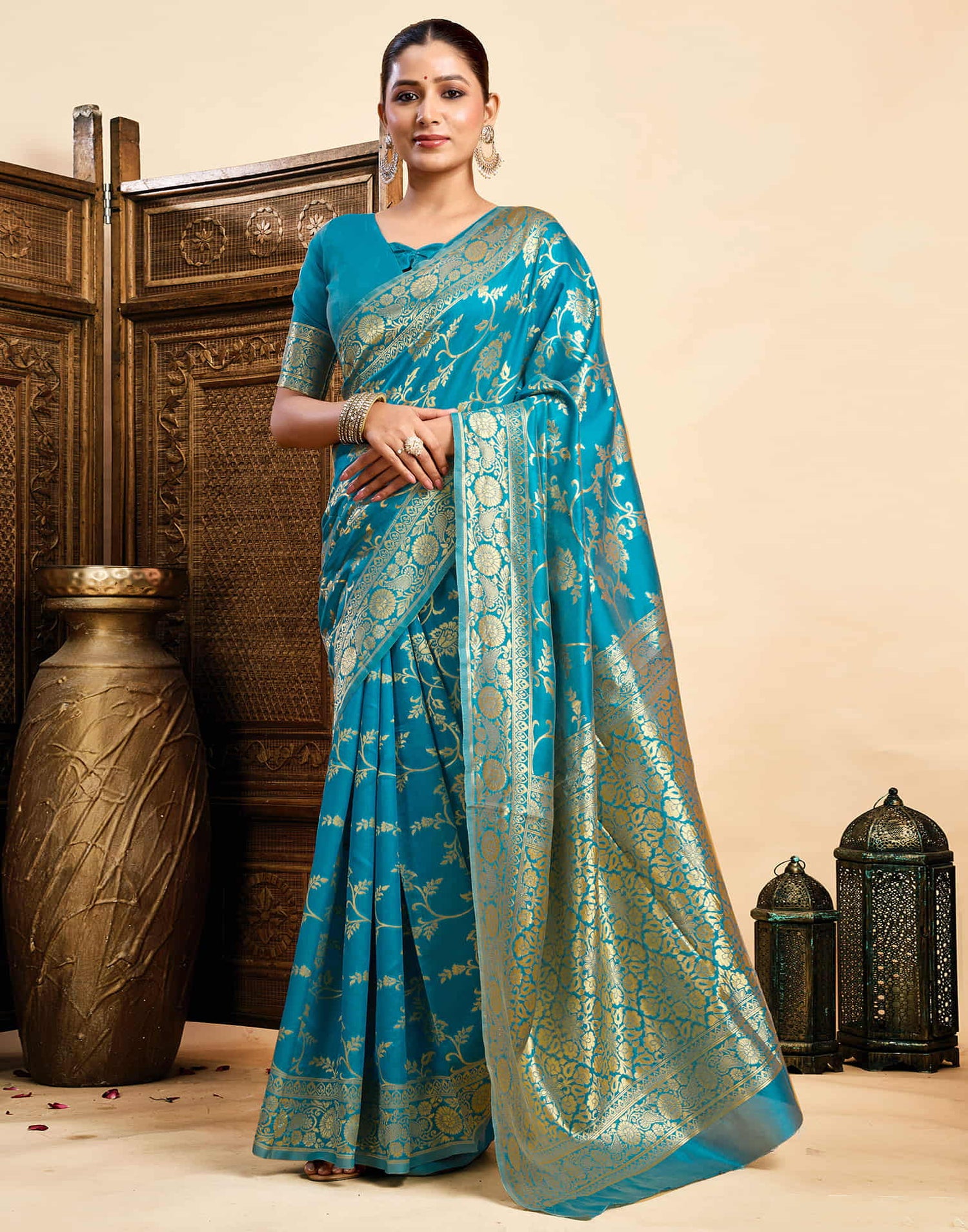 Blue Silk Woven Banarasi Saree