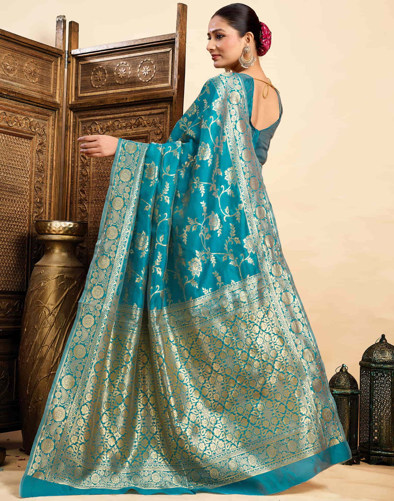 Blue Silk Woven Banarasi Saree