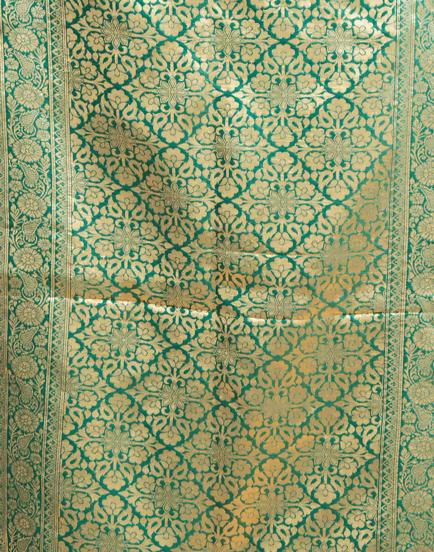 Teal Green Silk Woven Banarasi Saree