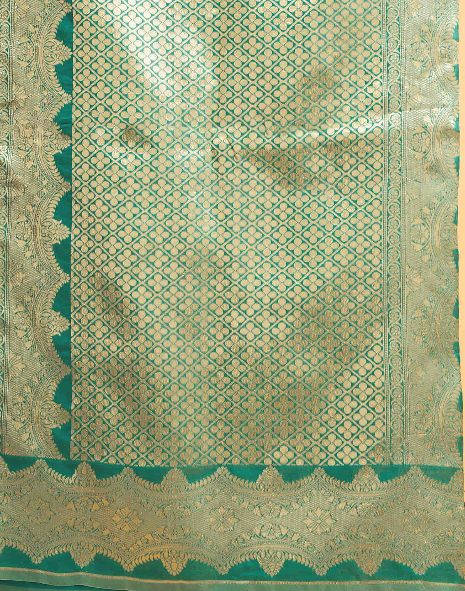 Teal Green Silk Woven Saree