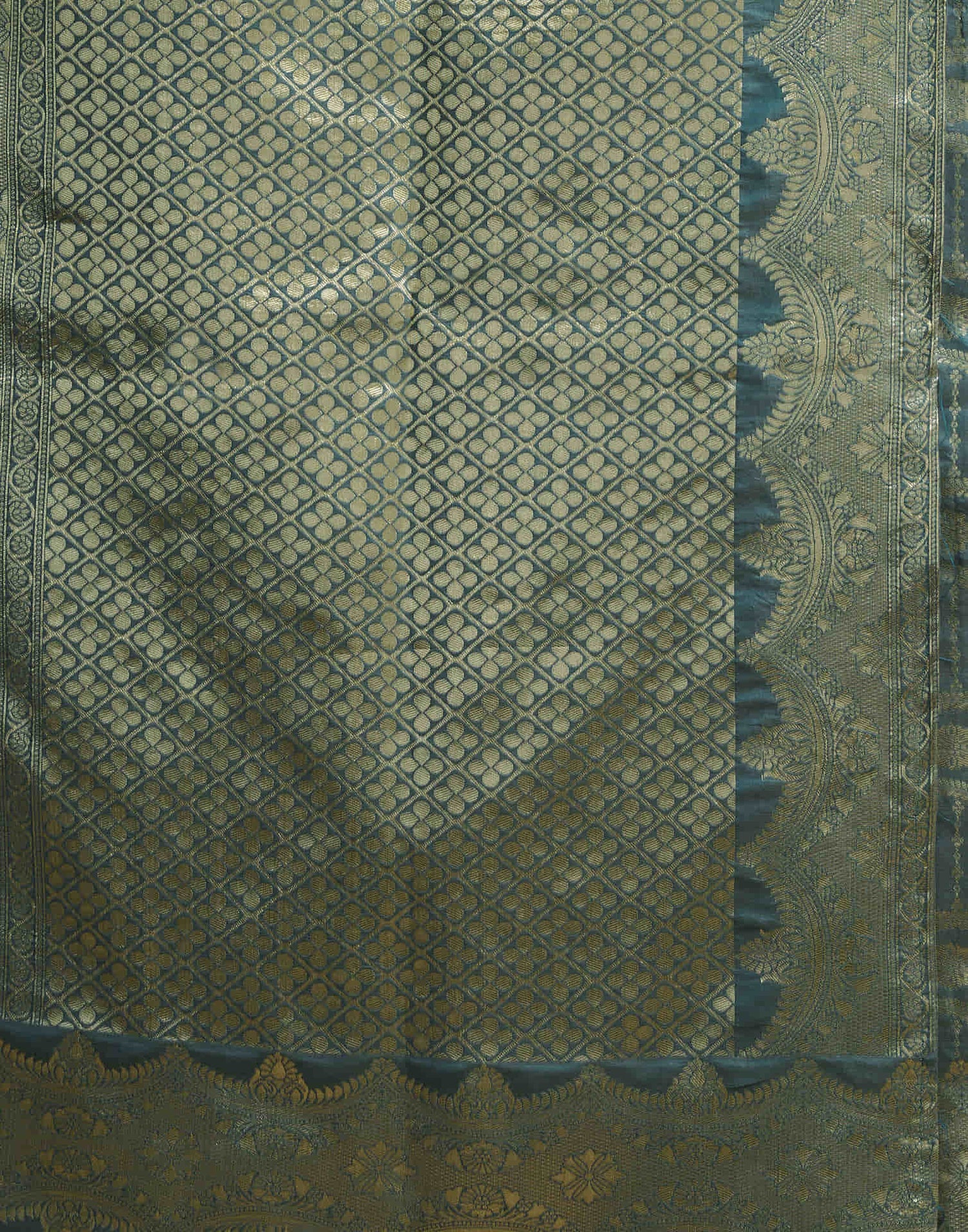 Dark Rama Green Silk Woven Saree