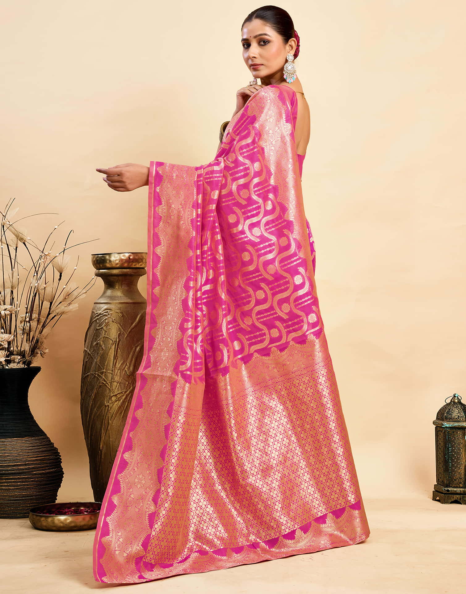 Magenta Silk Woven Saree