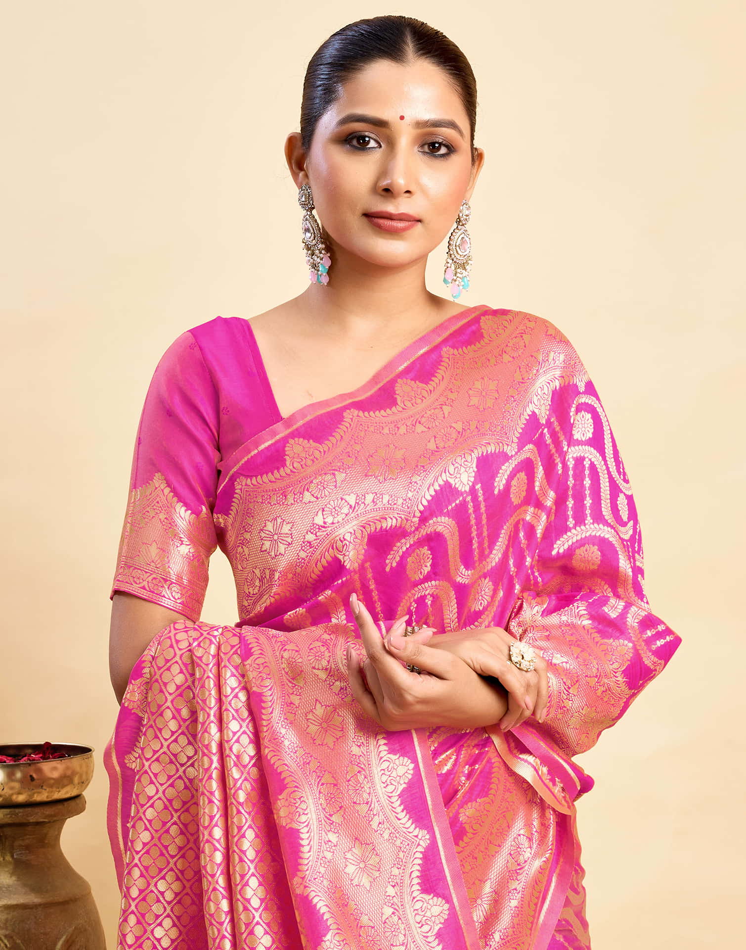 Magenta Silk Woven Saree