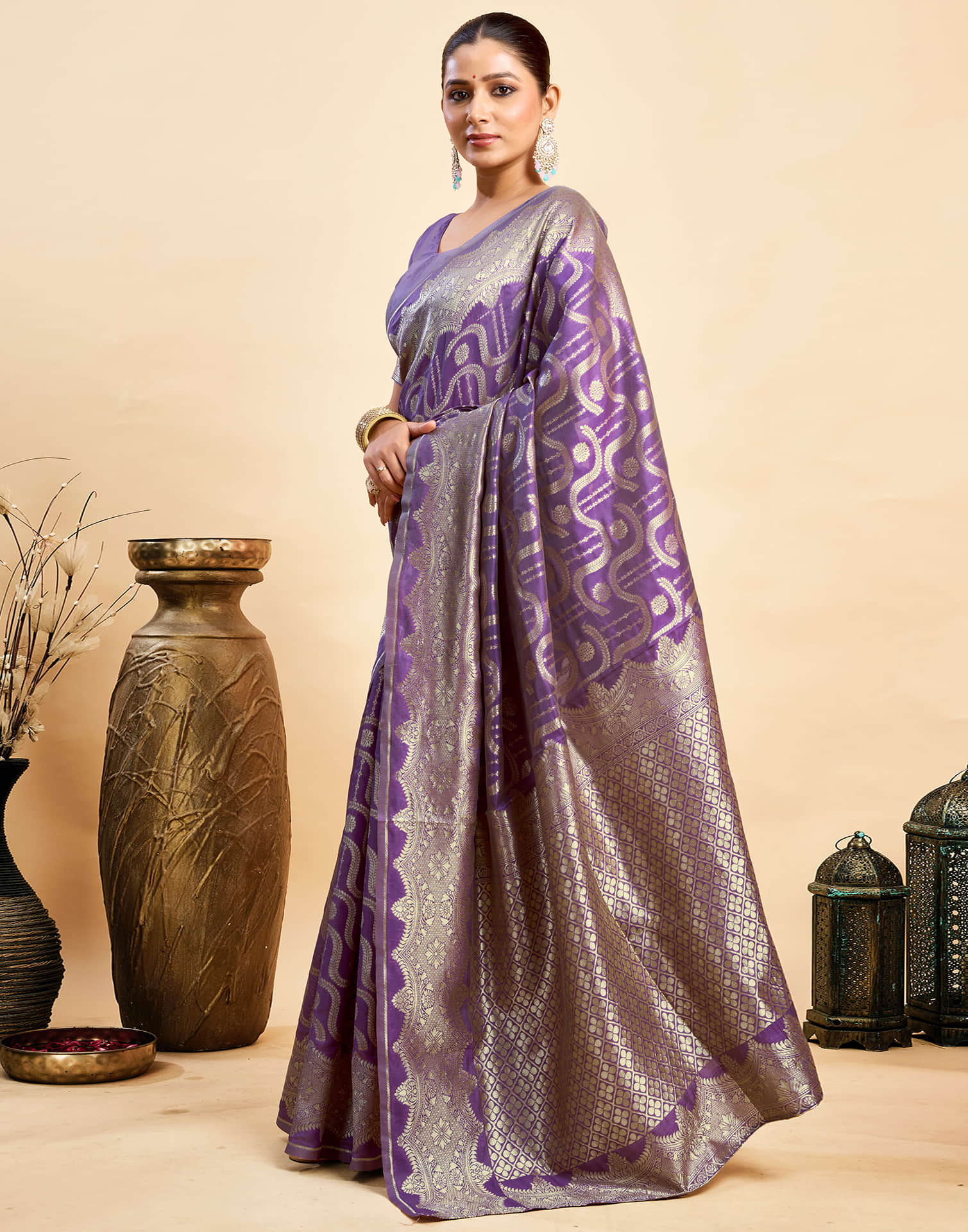 Purple Silk Woven Saree