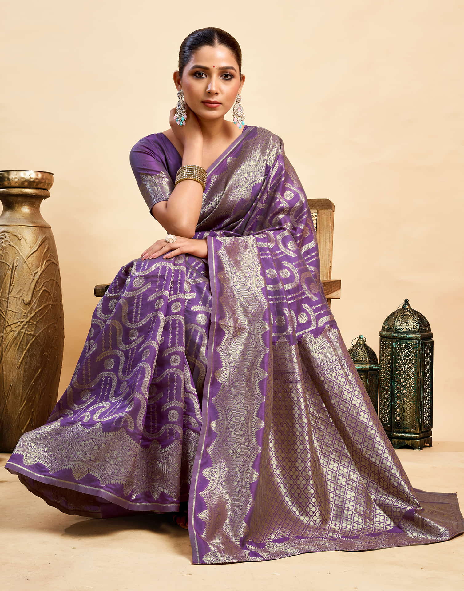 Purple Silk Woven Saree