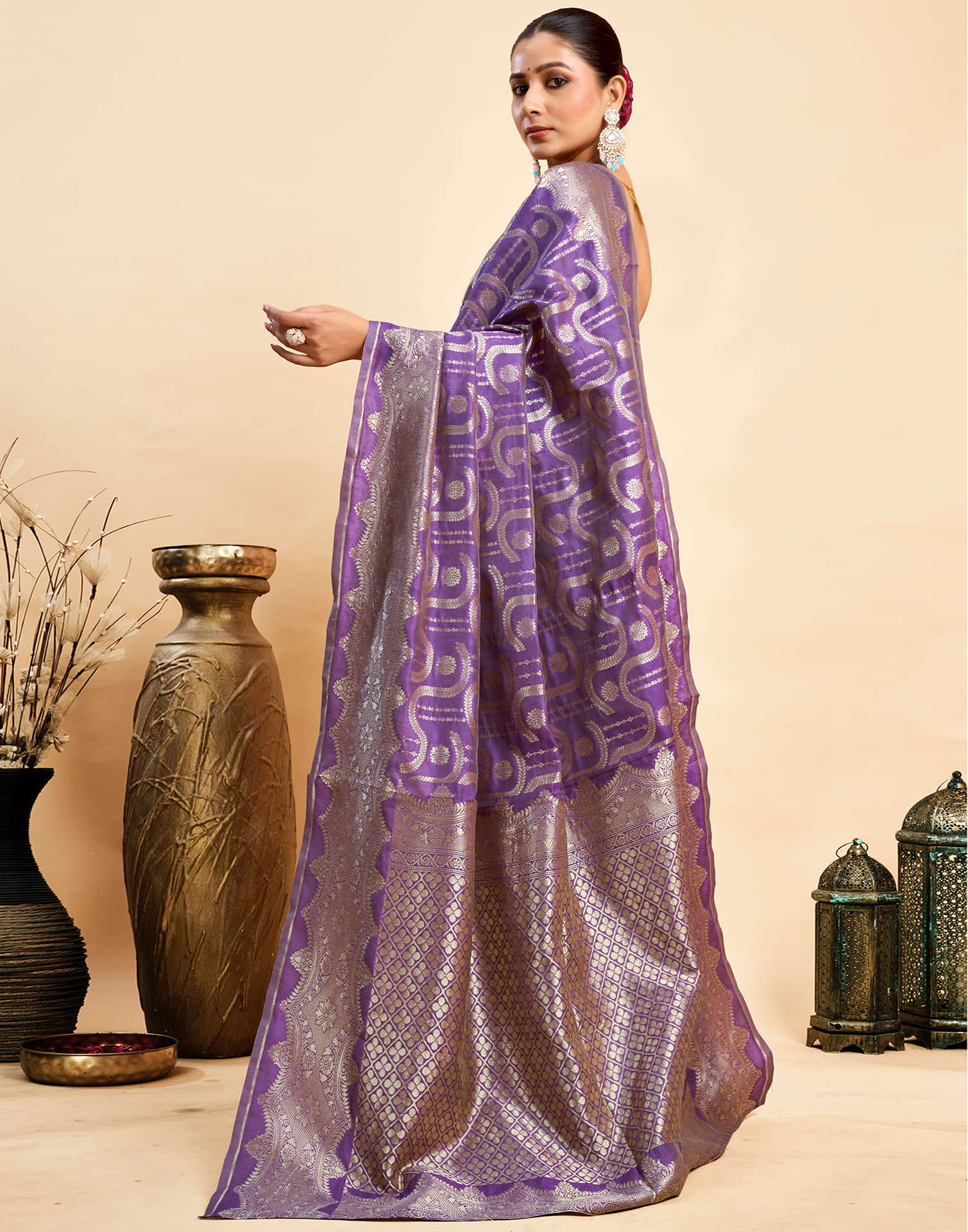 Purple Silk Woven Saree