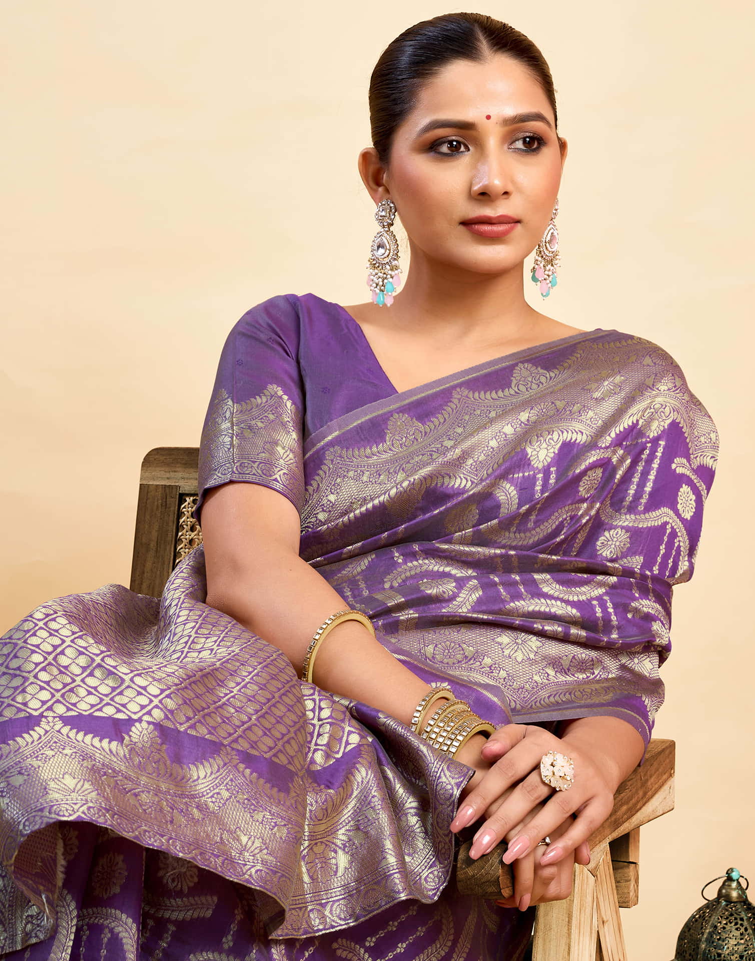 Purple Silk Woven Saree