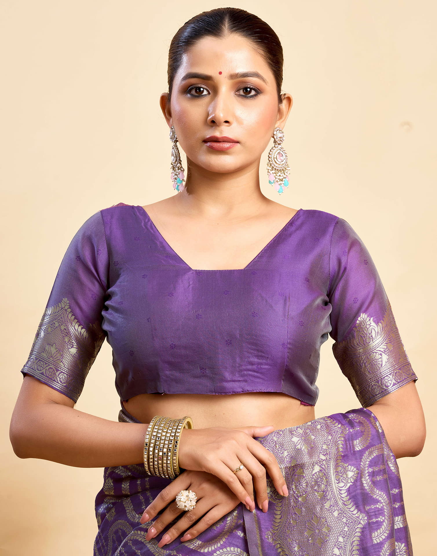 Purple Silk Woven Saree
