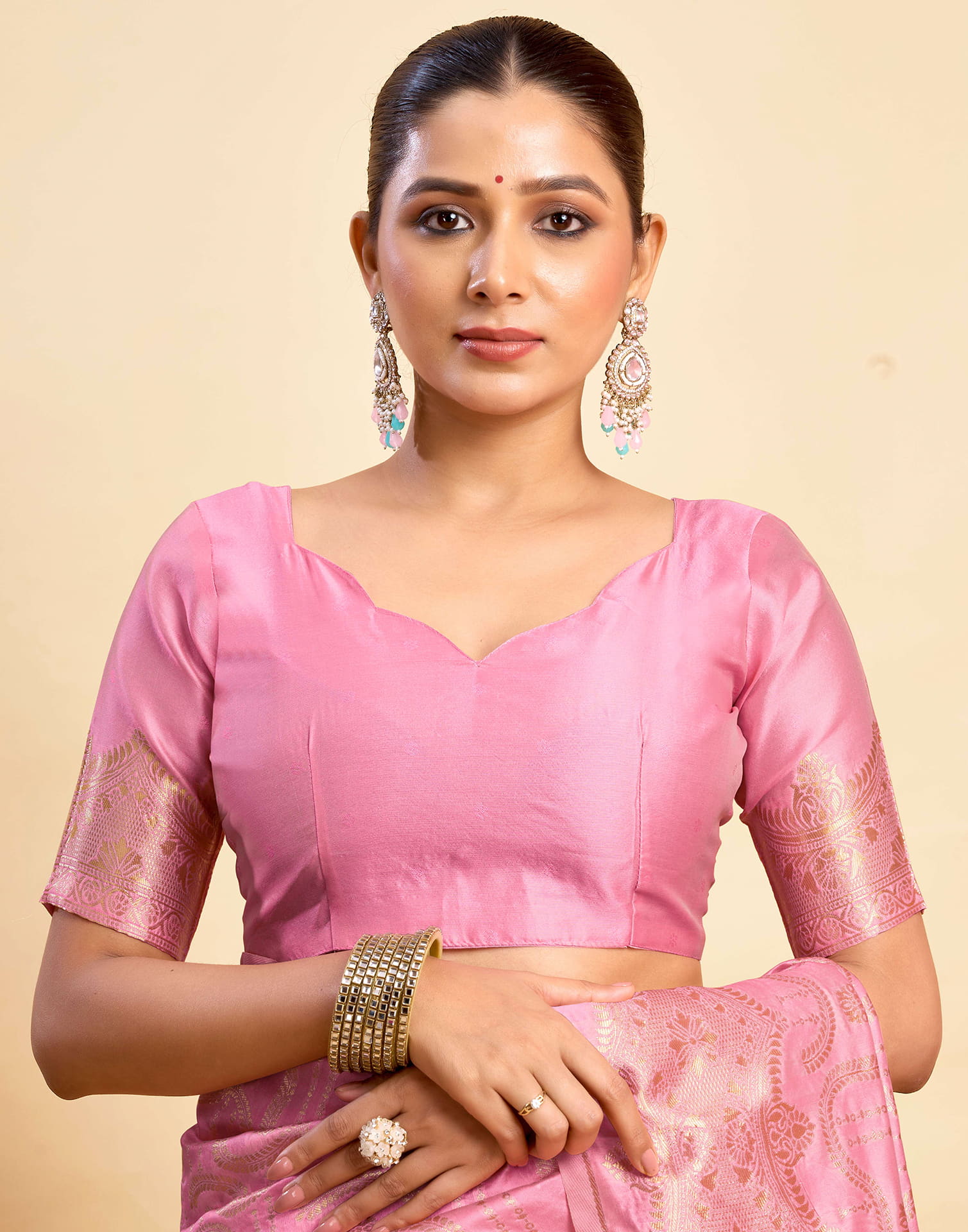 Light Pink Silk Woven Saree