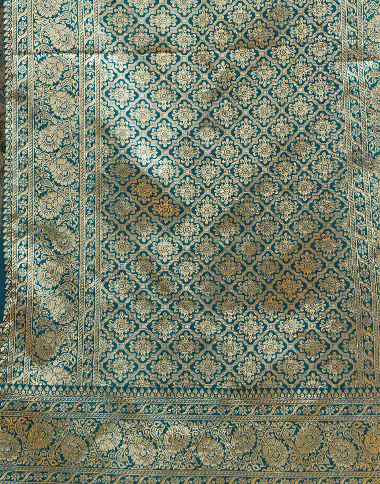 Rama Blue Silk Woven Banarasi Saree