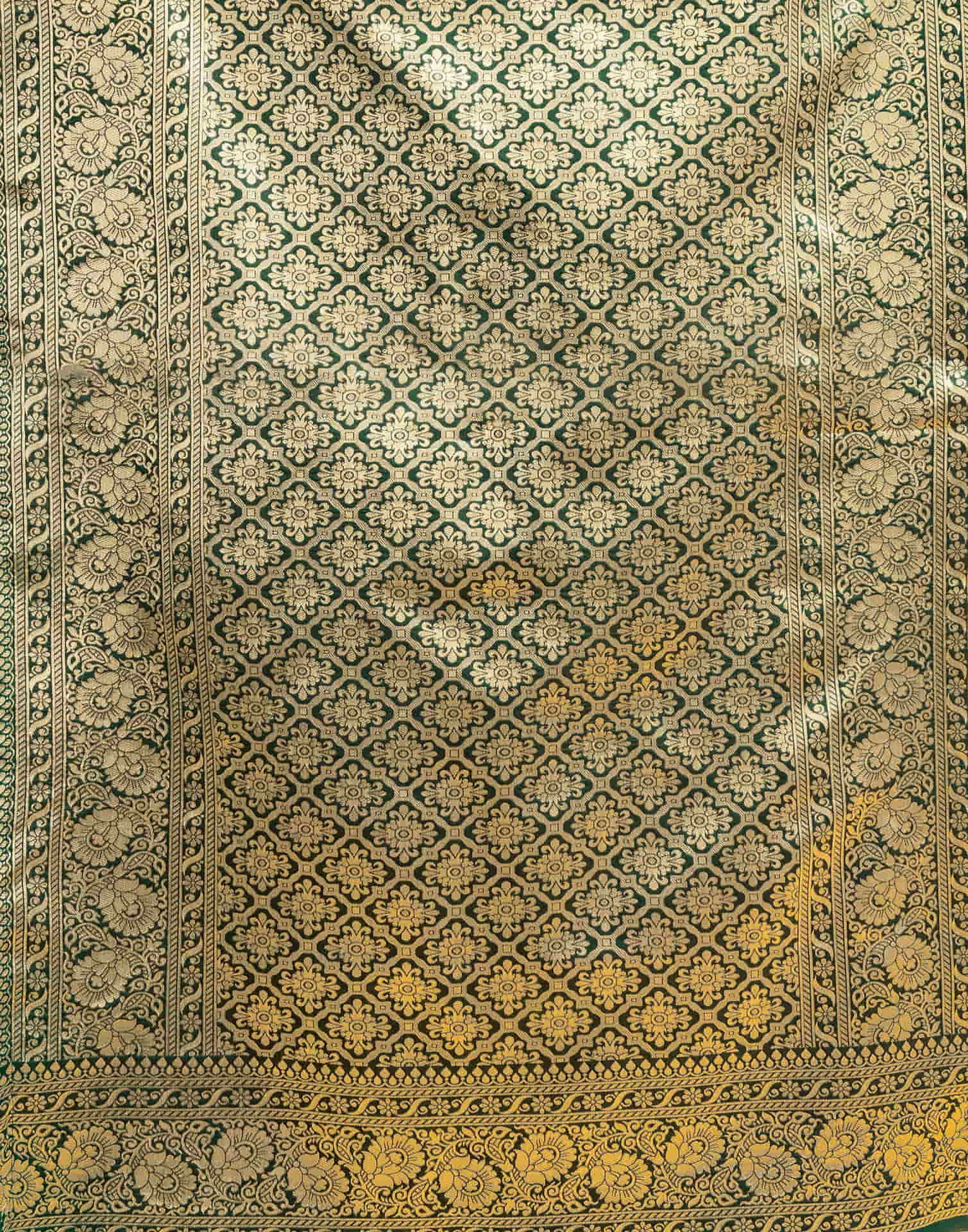 Dark Green Silk Woven Banarasi Saree