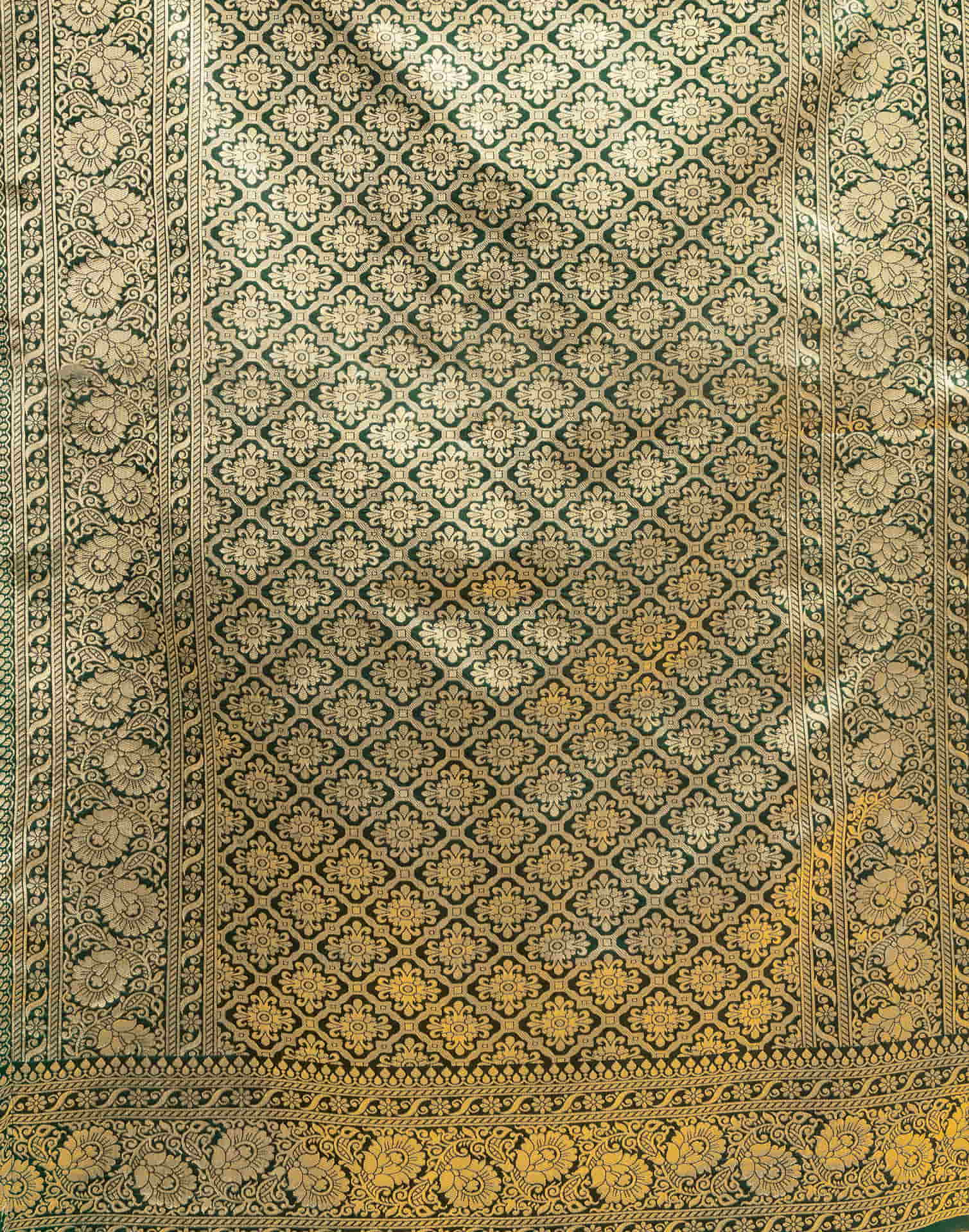 Dark Green Silk Woven Banarasi Saree
