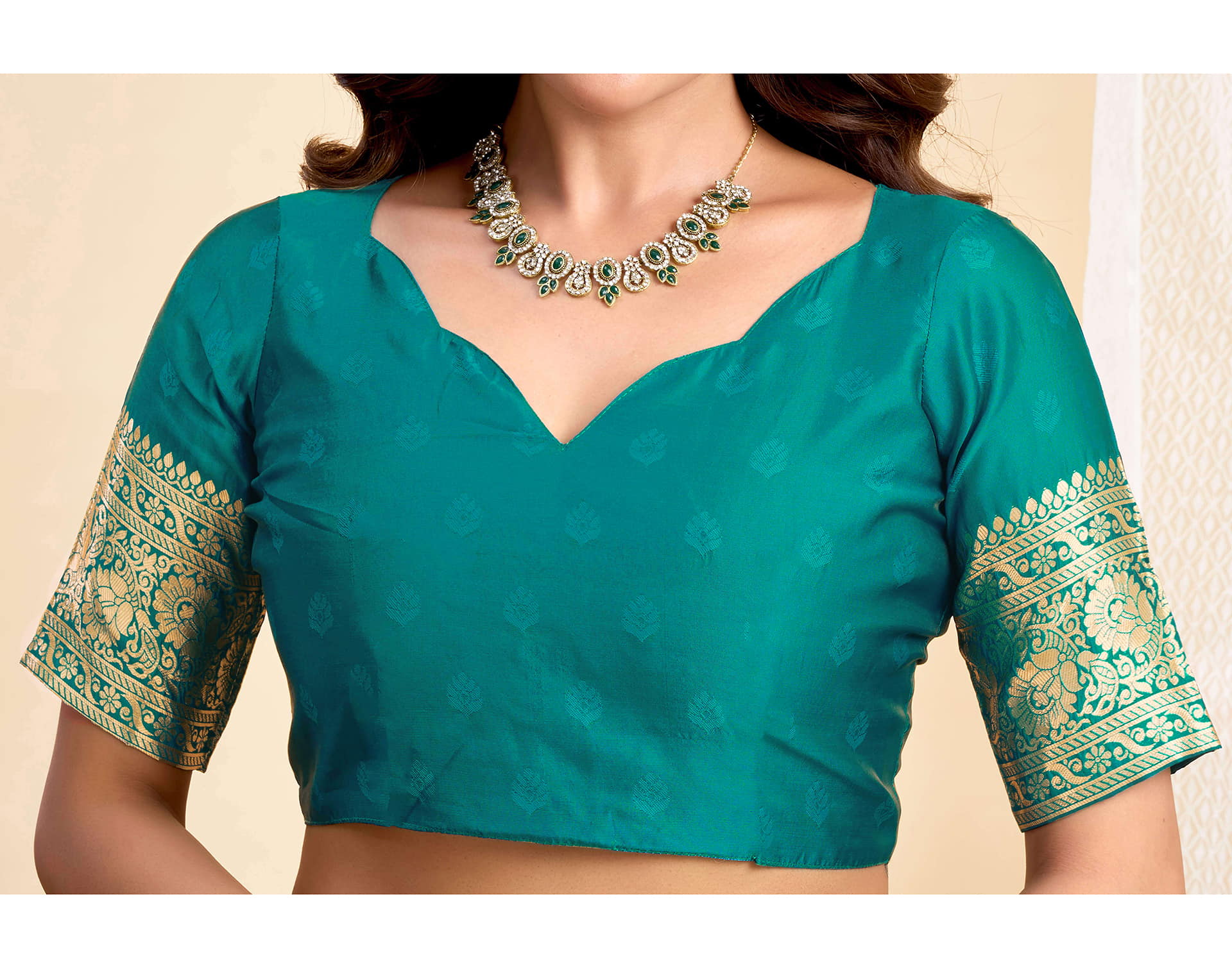 Teal Green Silk Woven Banarasi Saree