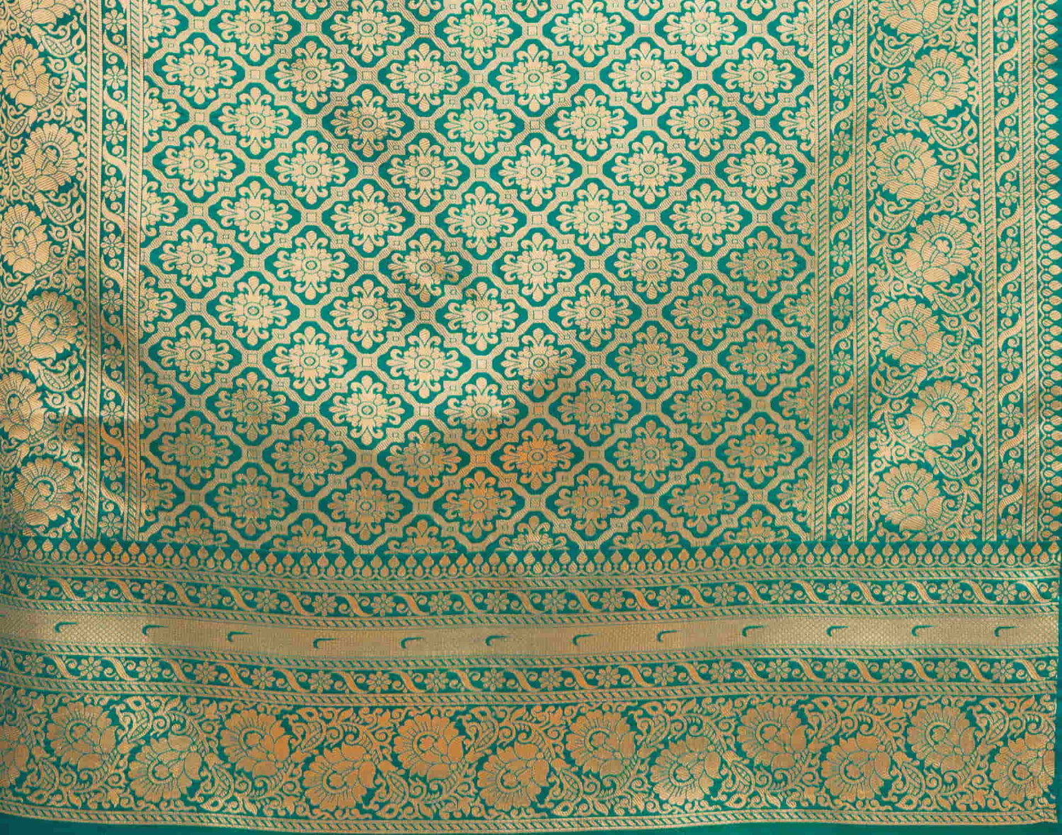 Teal Green Silk Woven Banarasi Saree