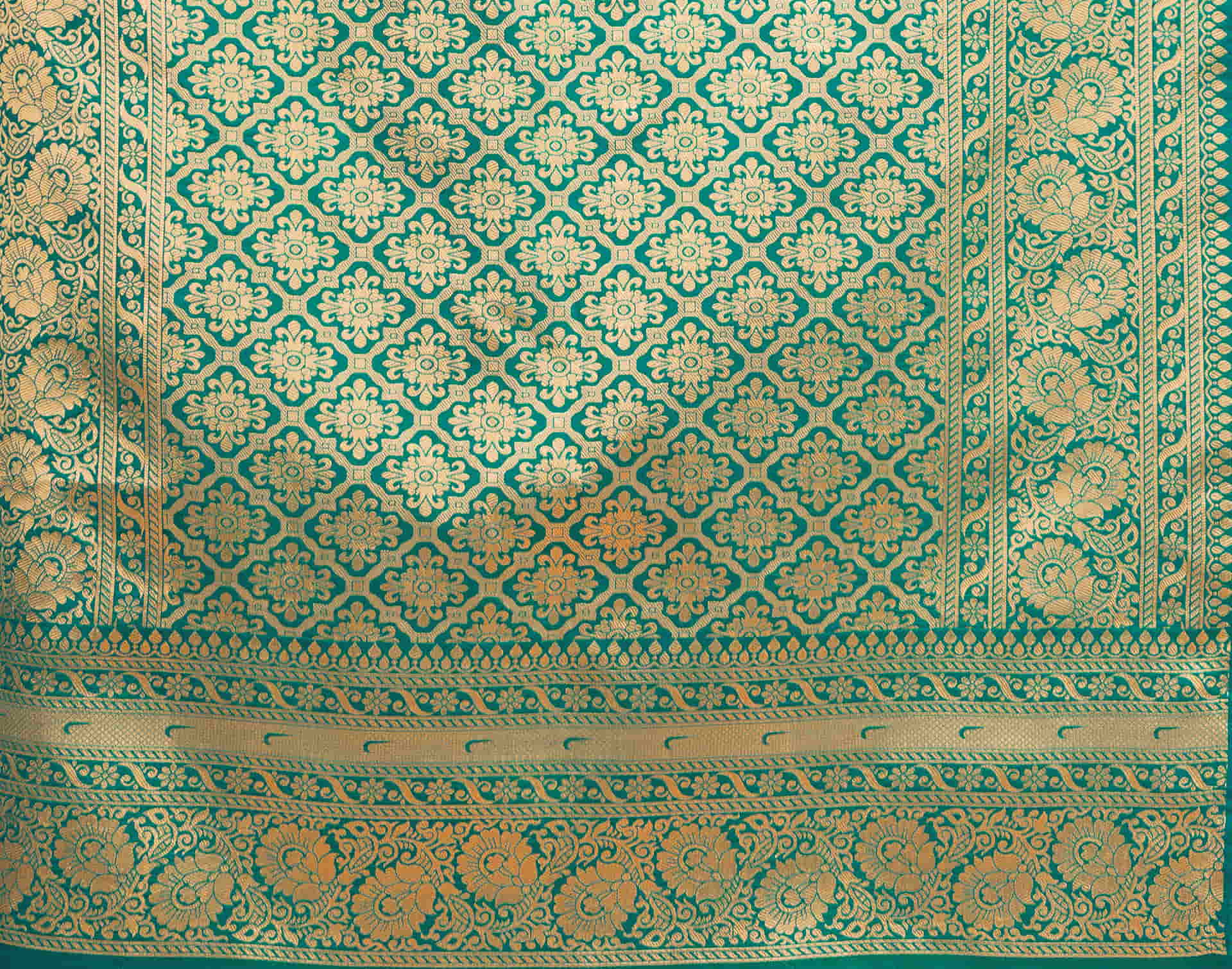 Teal Green Silk Woven Banarasi Saree
