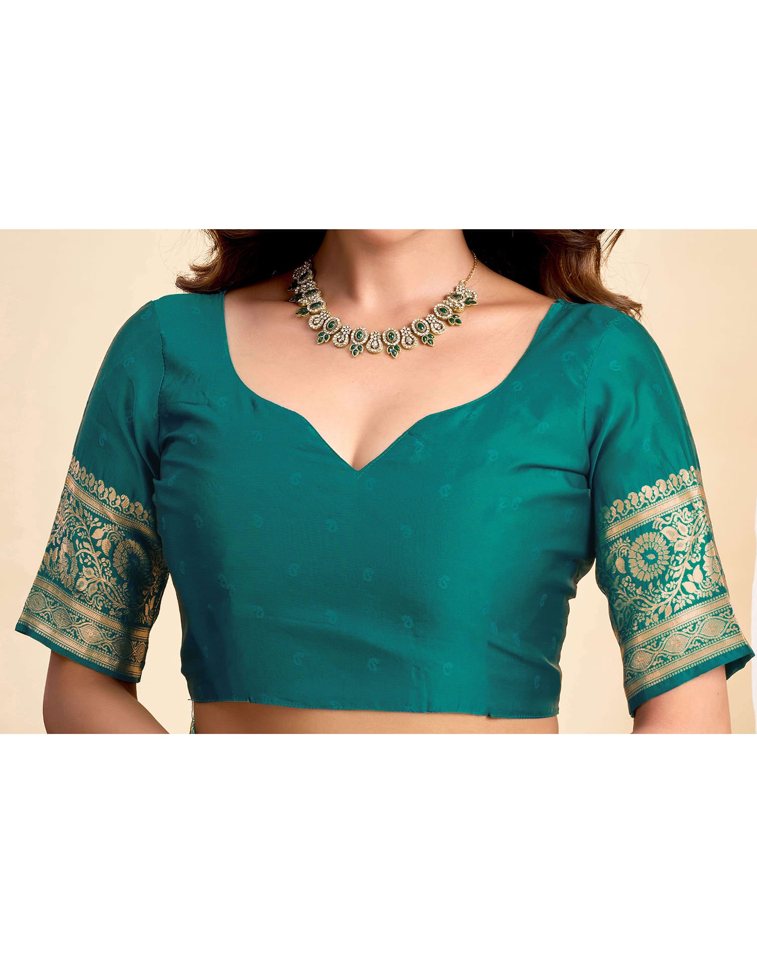 Teal Green Silk Woven Banarasi Saree