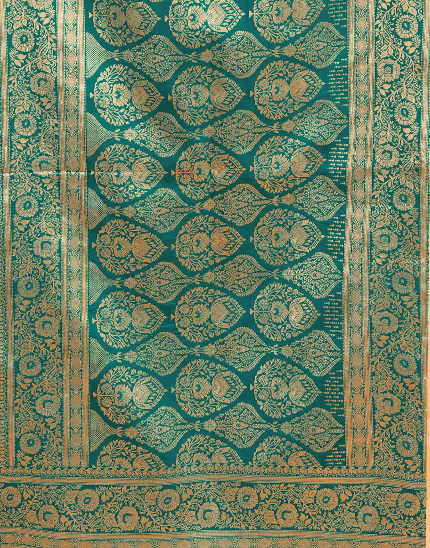 Teal Green Silk Woven Banarasi Saree