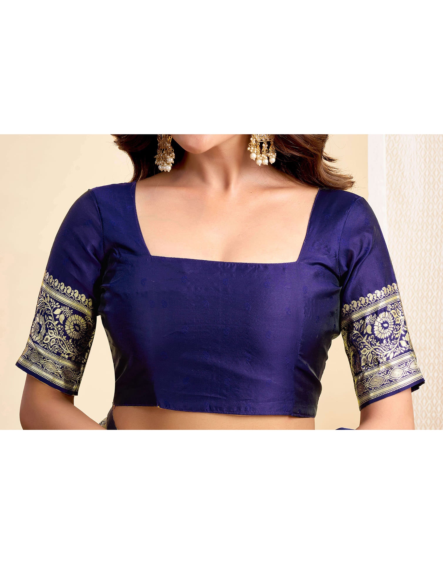 Navy Blue Silk Woven Banarasi Saree