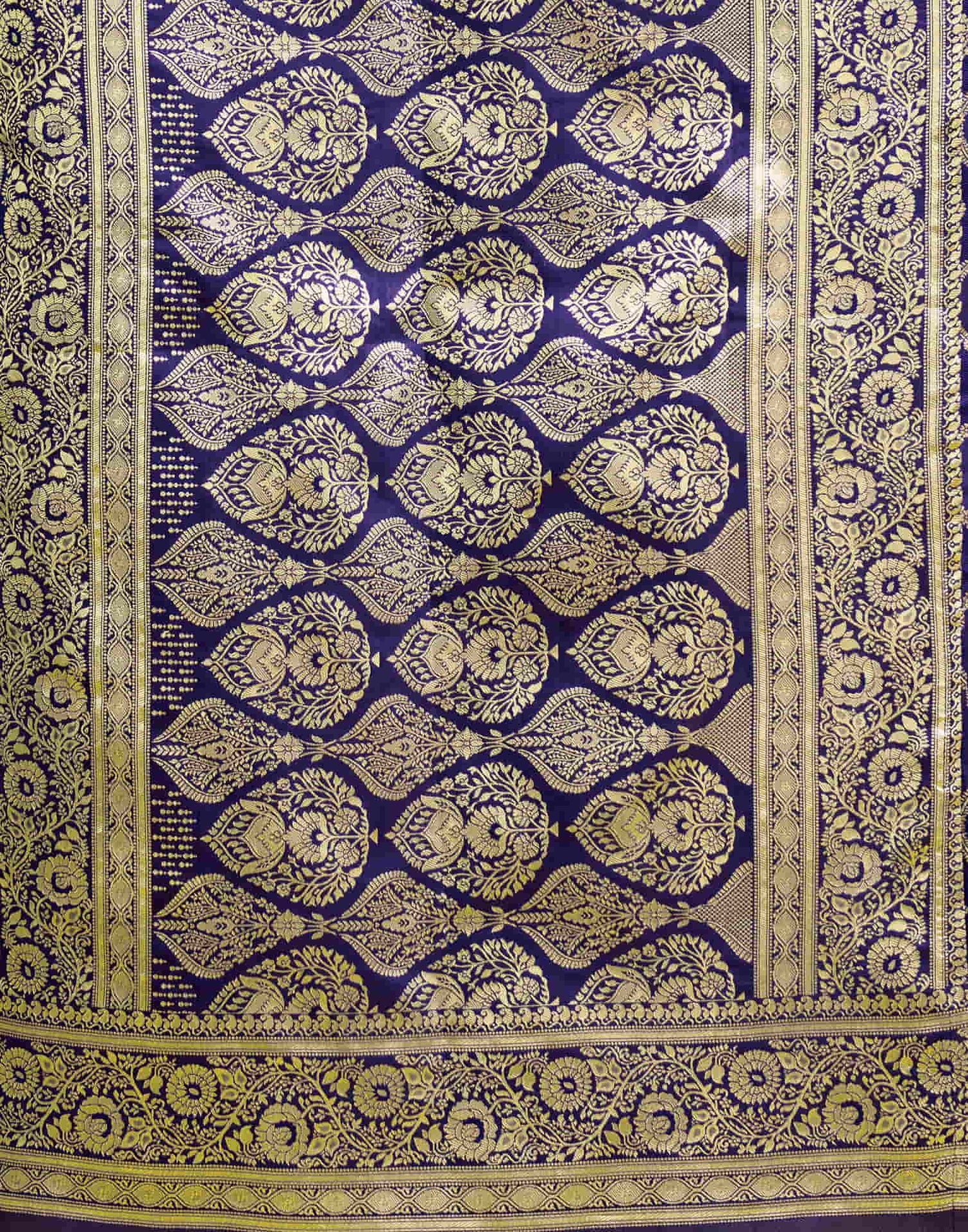Navy Blue Silk Woven Banarasi Saree