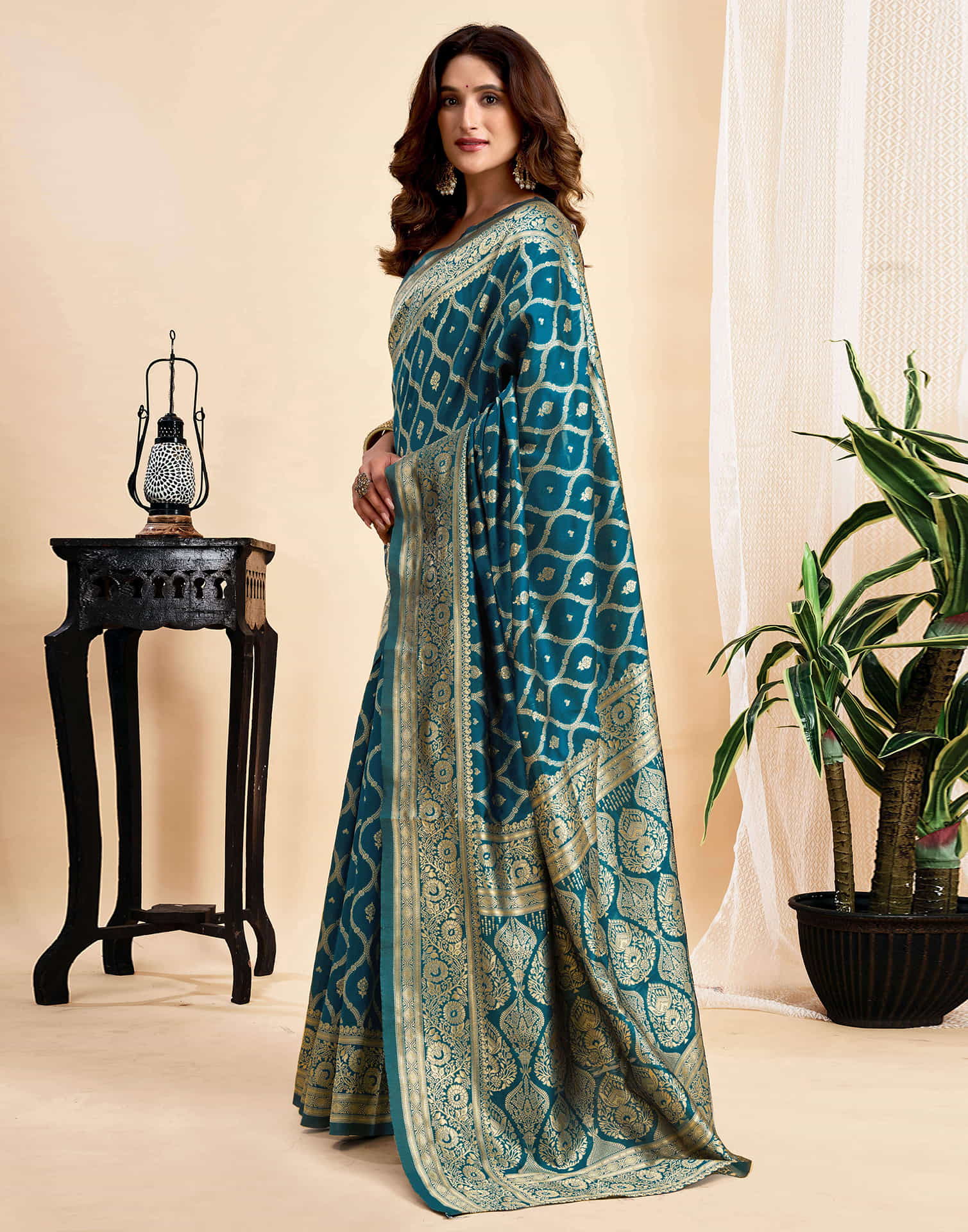 Rama Blue Silk Woven Banarasi Saree