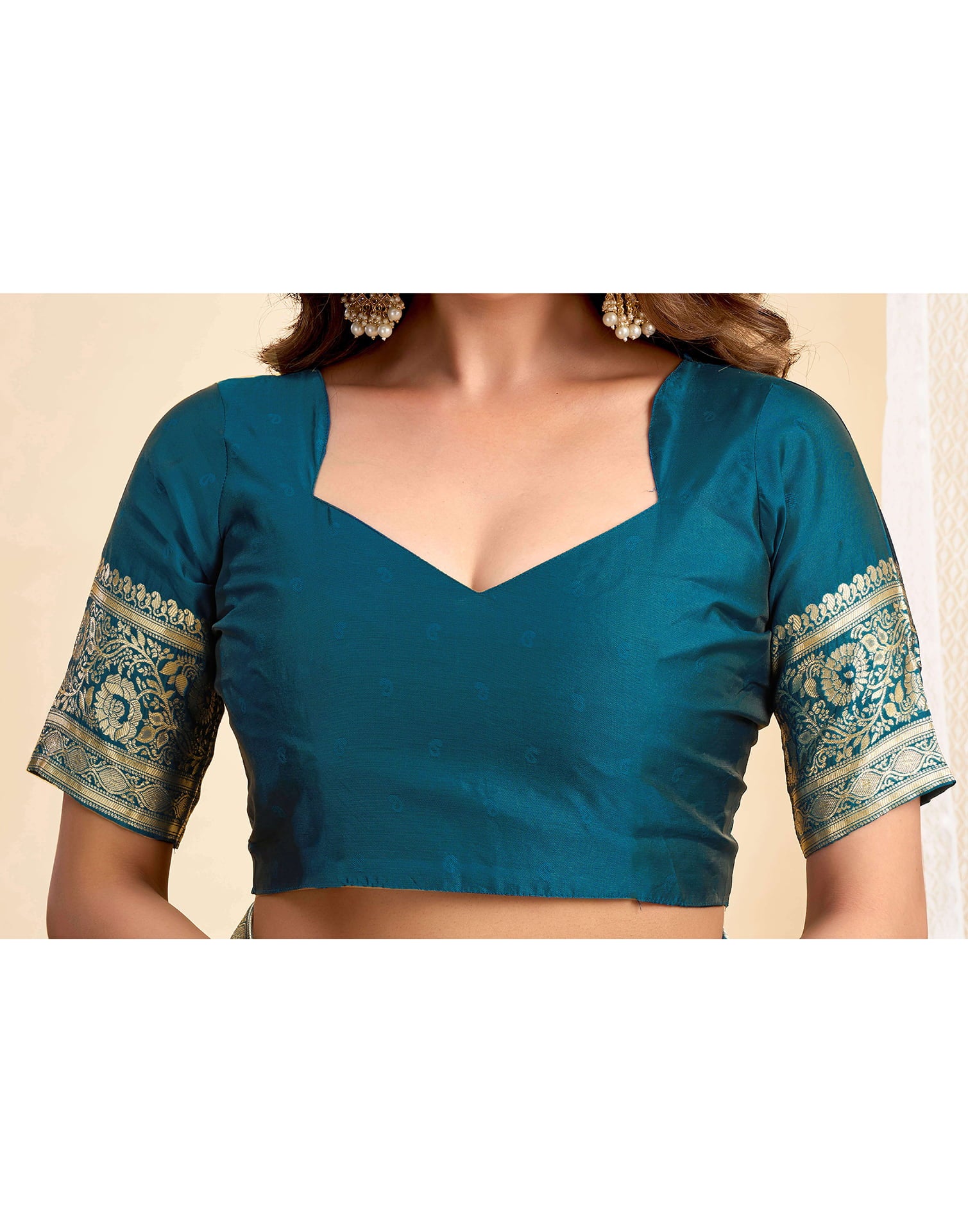 Rama Blue Silk Woven Banarasi Saree