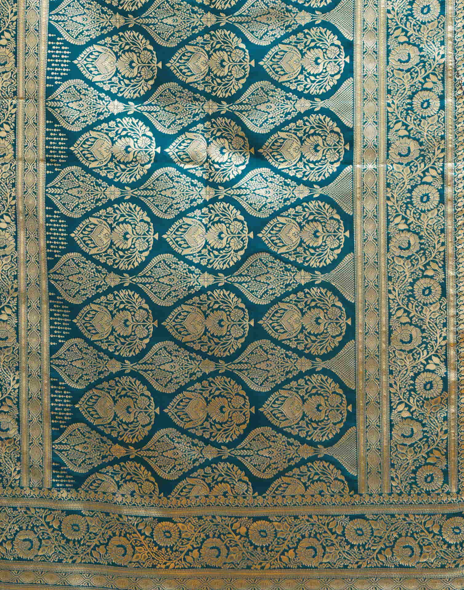 Rama Blue Silk Woven Banarasi Saree