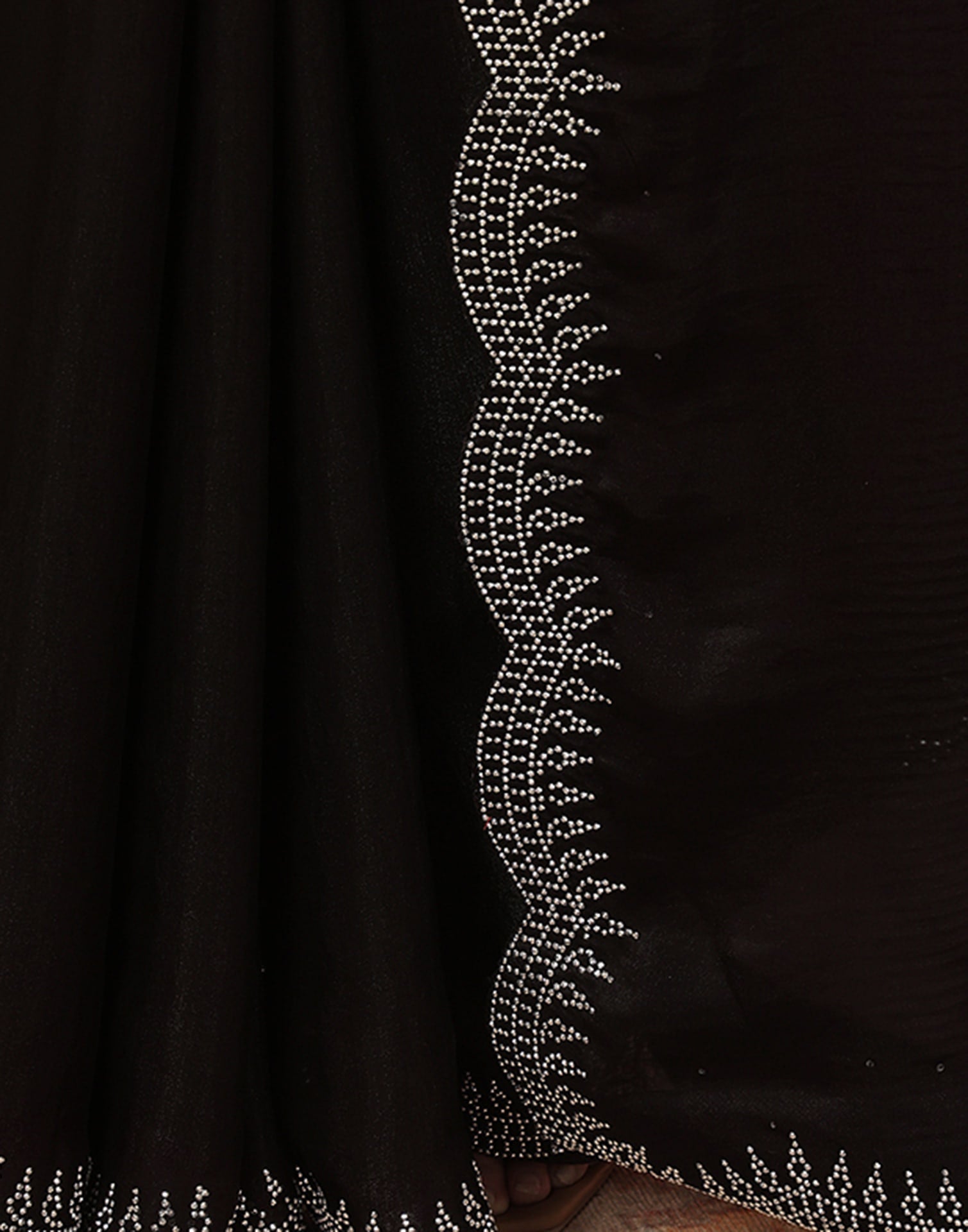 Black Tissue Silk Stone Work Swarovski Saree