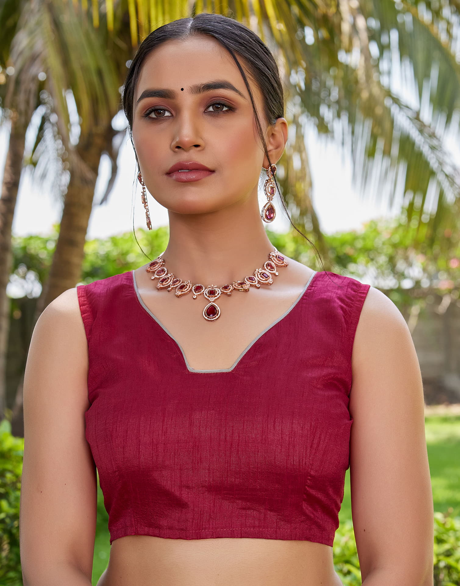 Dark Pink Chiffon Printed Bandhani Saree