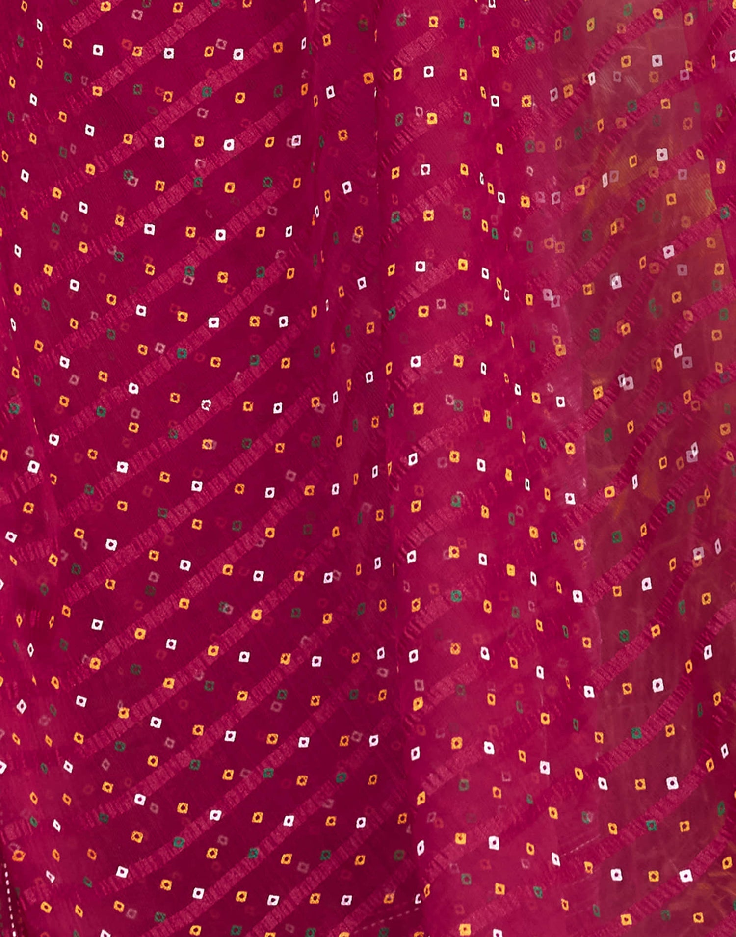 Dark Pink Chiffon Printed Bandhani Saree
