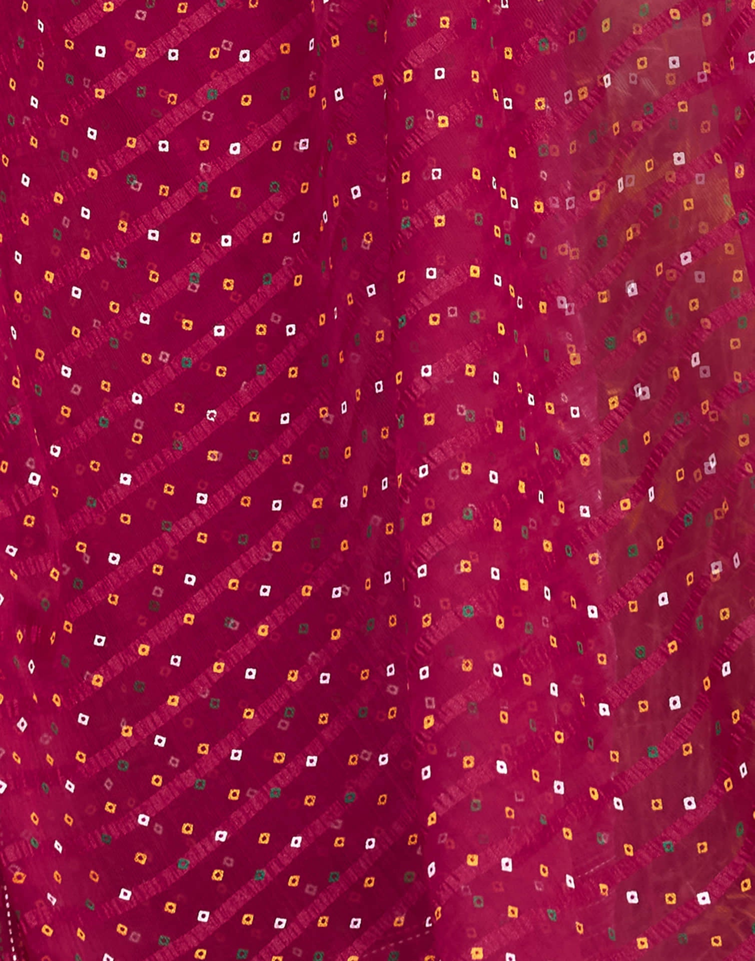 Dark Pink Chiffon Printed Bandhani Saree