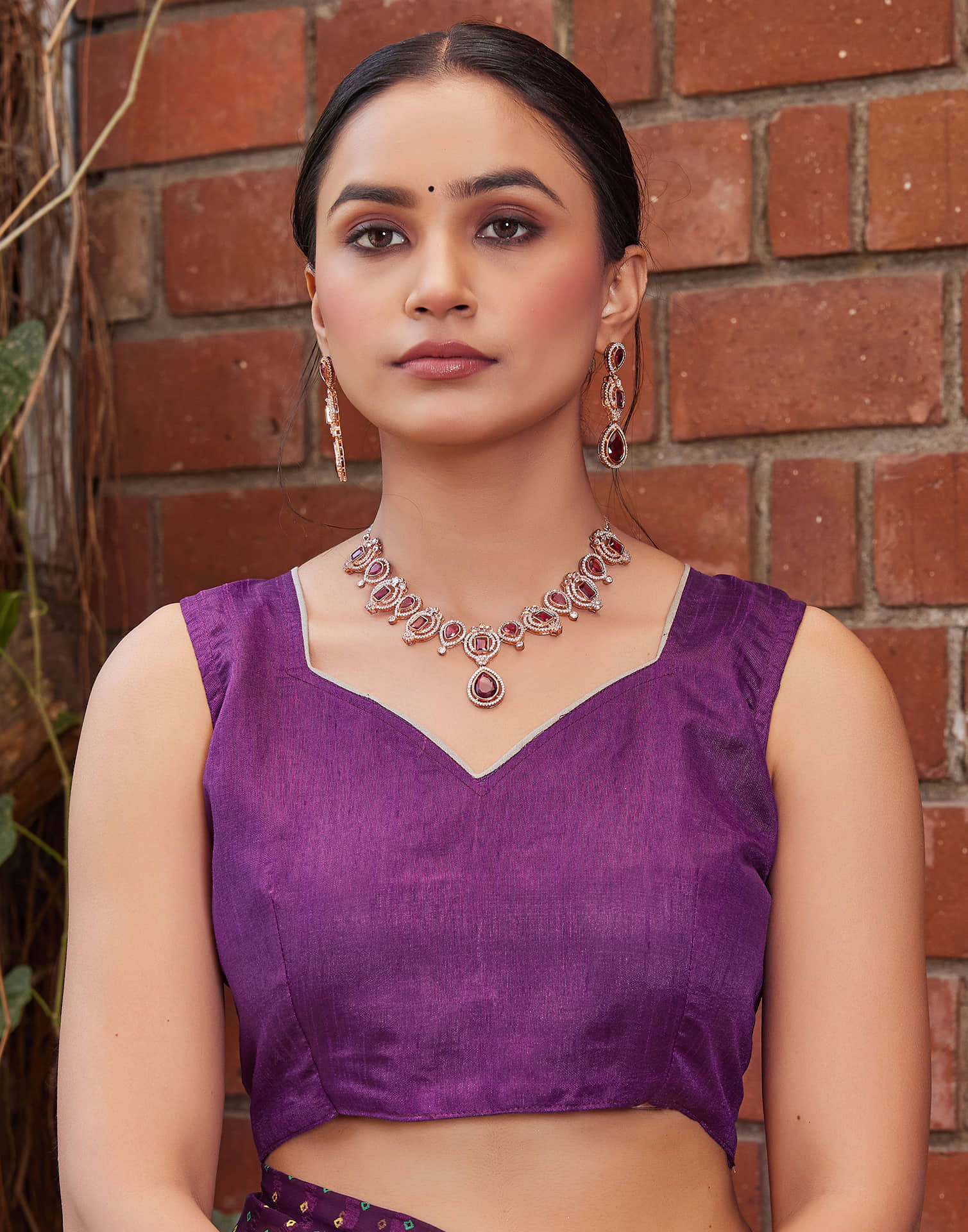 Dark Purple Chiffon Printed Bandhani Saree