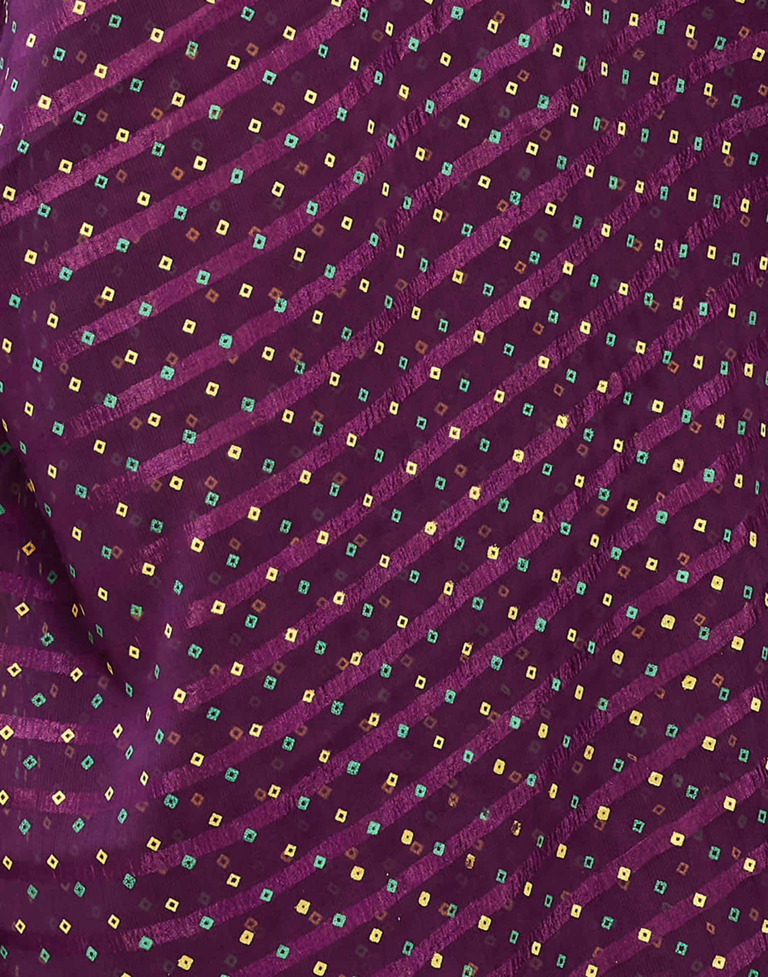 Dark Purple Chiffon Printed Bandhani Saree
