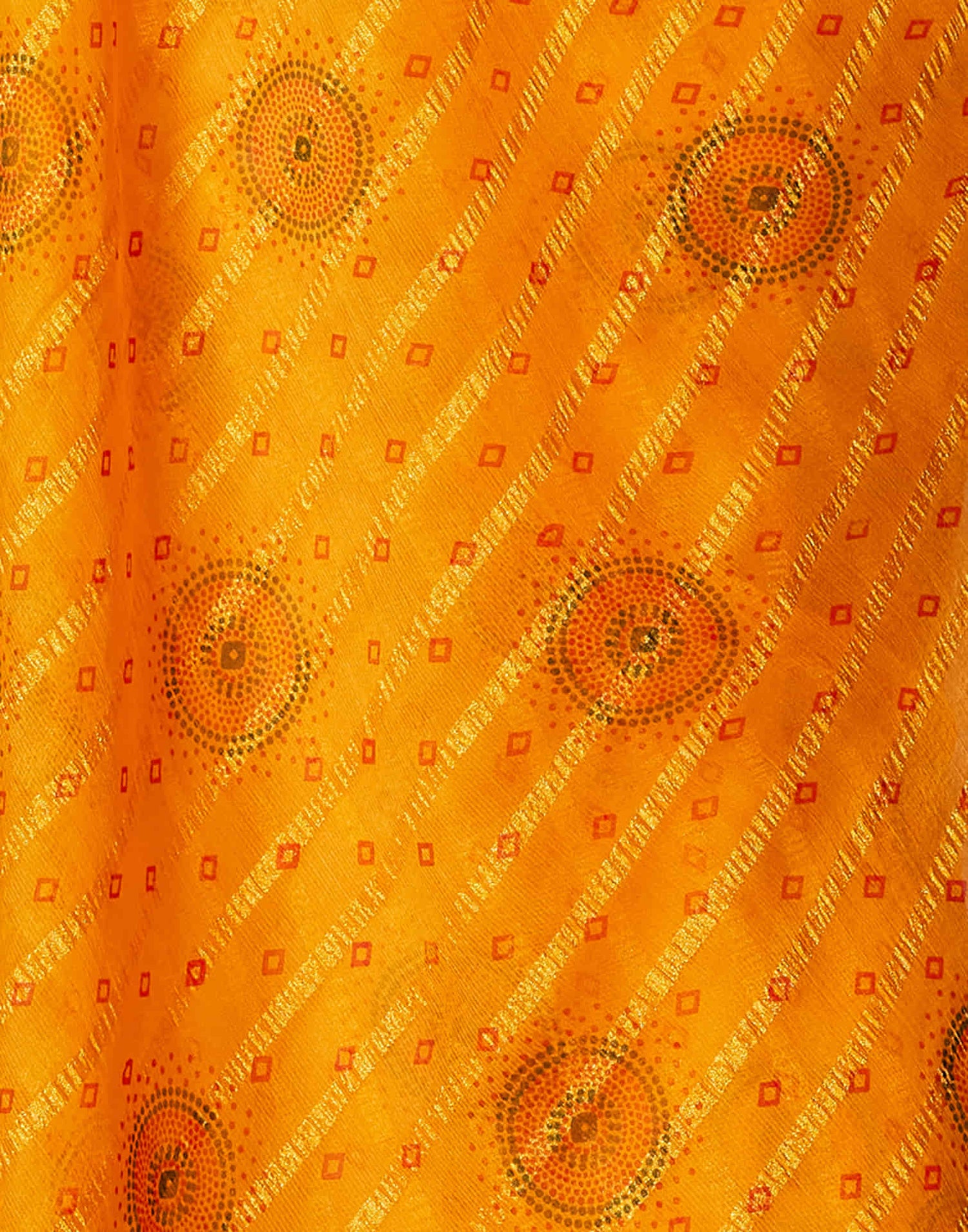 Yellow Chiffon Printed Bandhani Saree