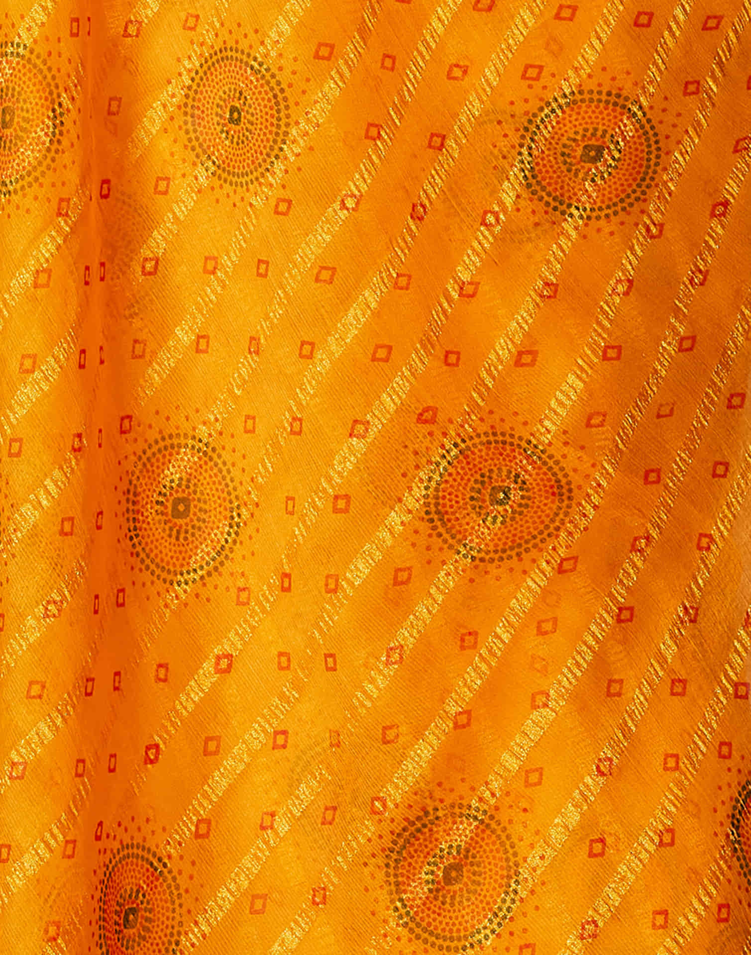 Yellow Chiffon Printed Bandhani Saree