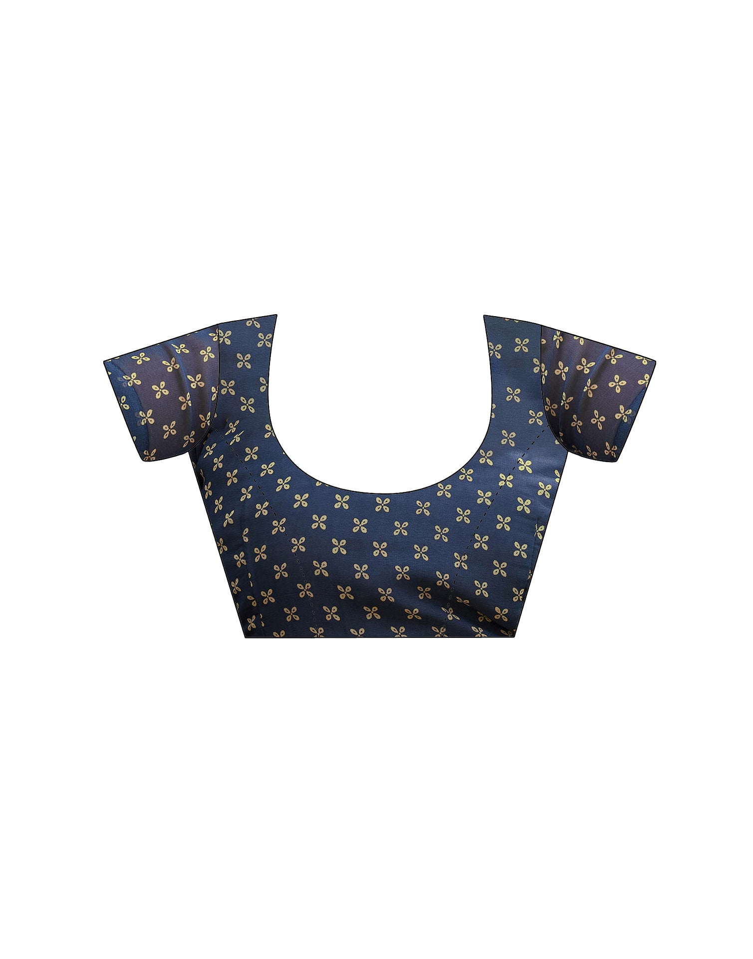 Dusty Navy Blue Georgette Printed Saree