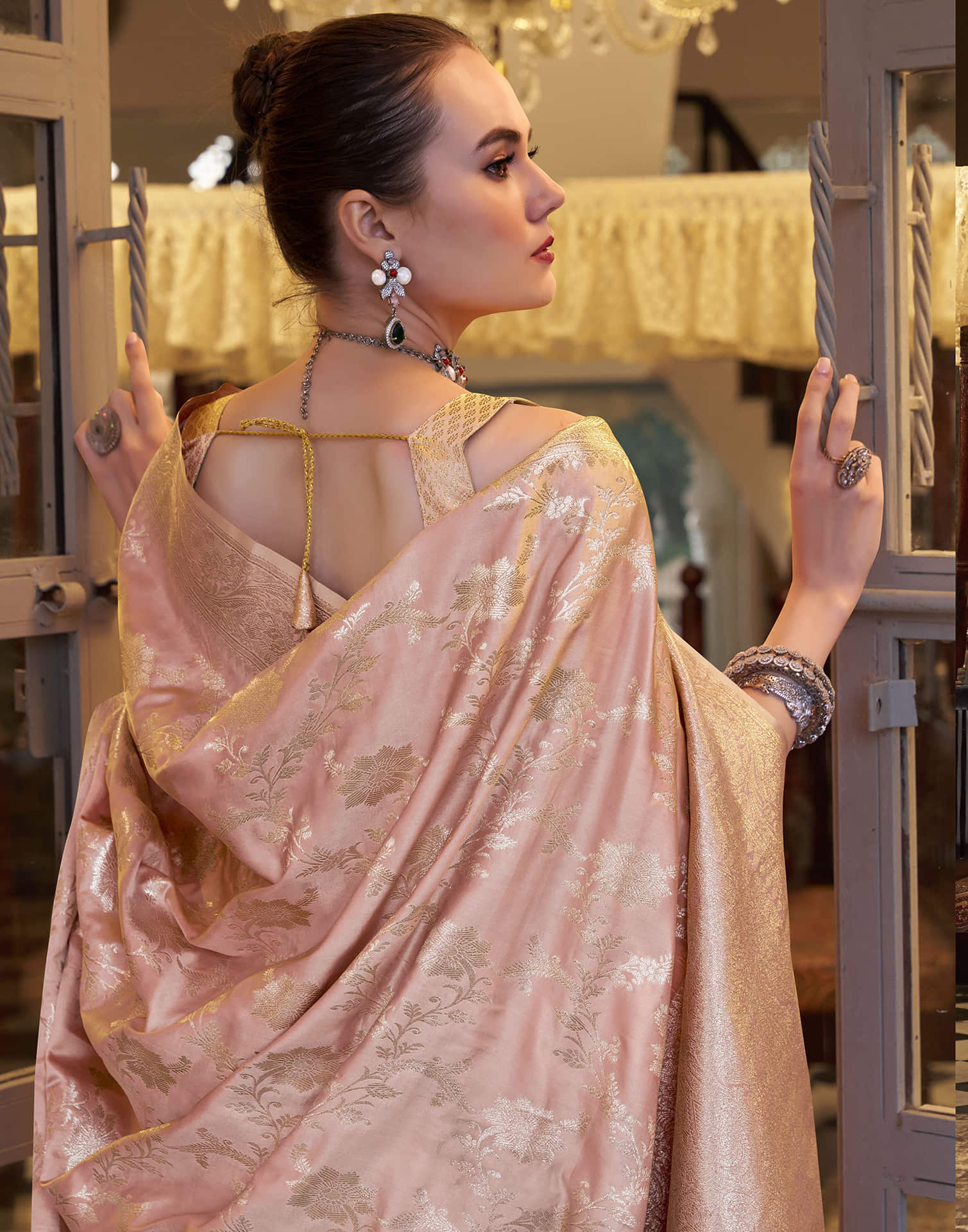 Light Pink Silk Woven Banarasi Saree