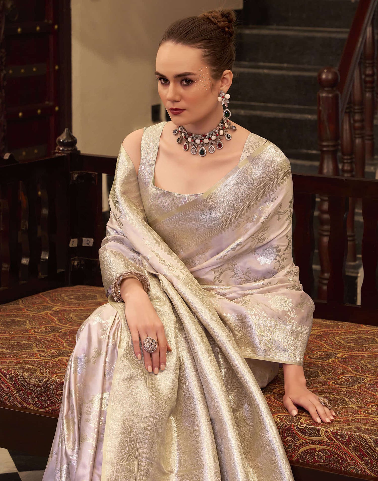 Light Lavender Silk Woven Banarasi Saree