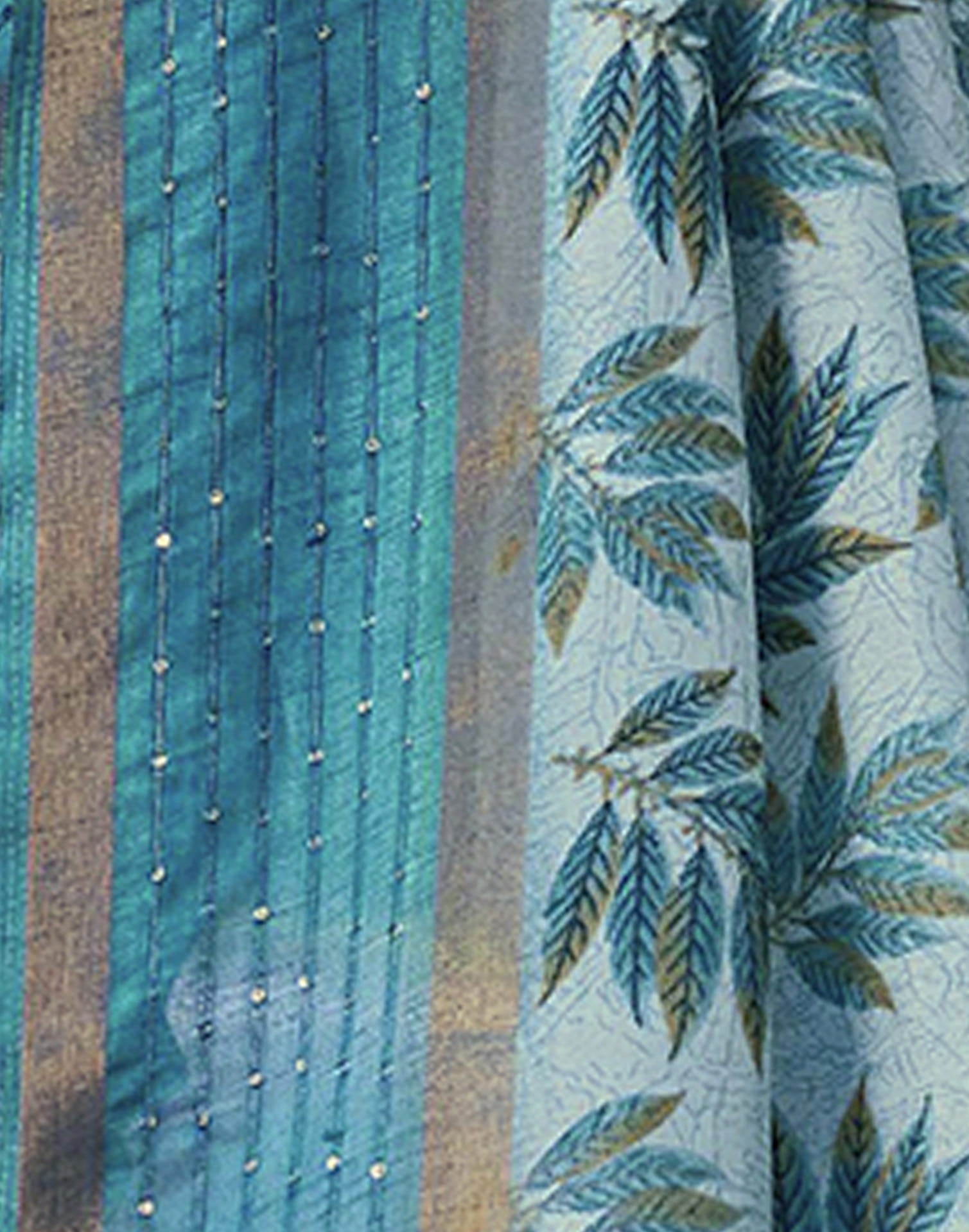 Blue Chanderi Sequence Printed Saree