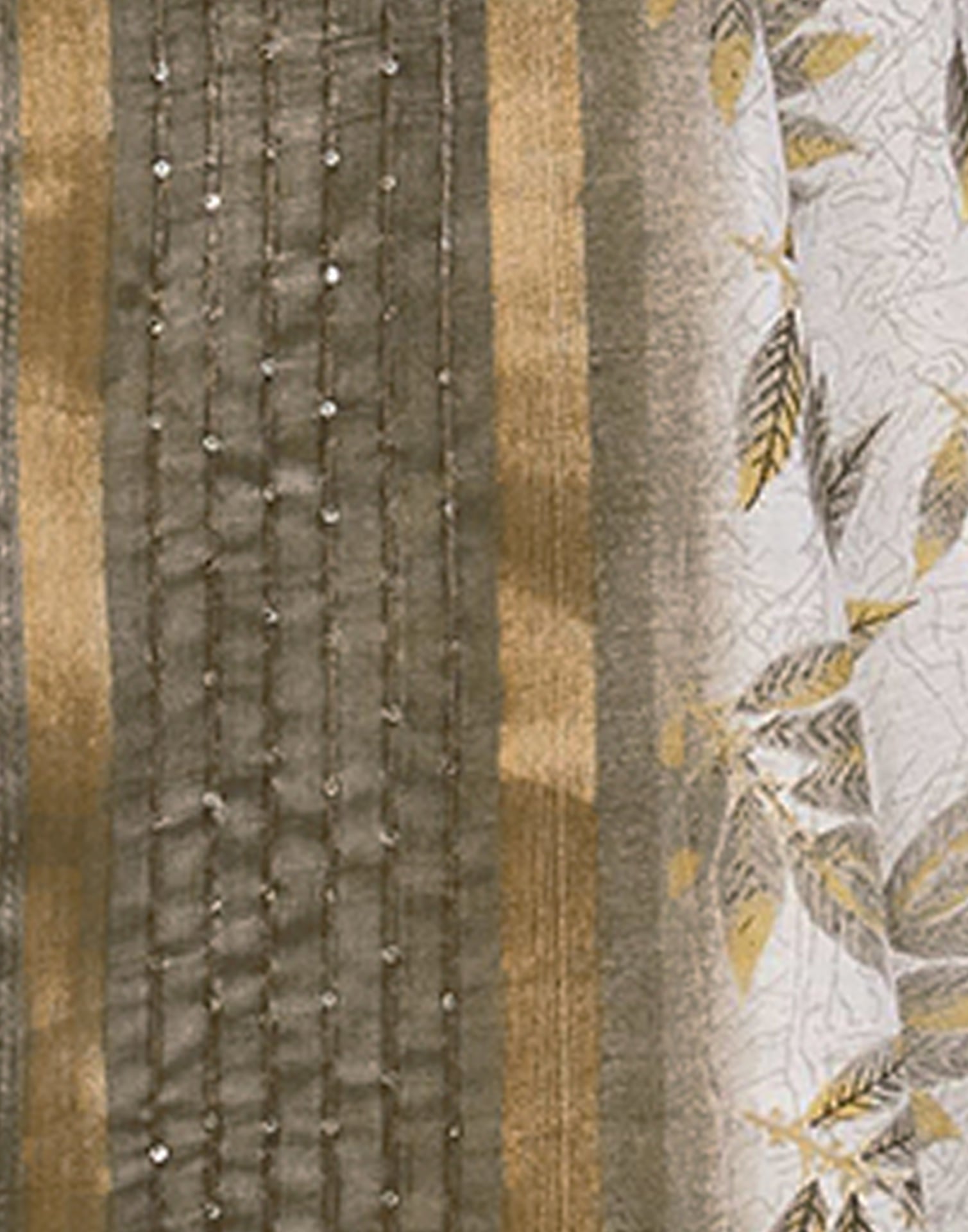 Khaki Chanderi Printed Saree