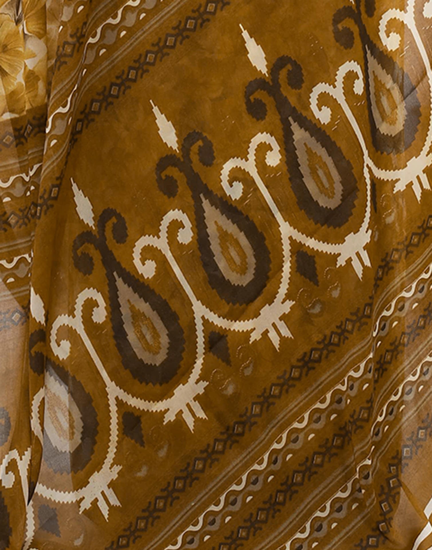 Turmeric Yellow Georgette Floral printed Saree