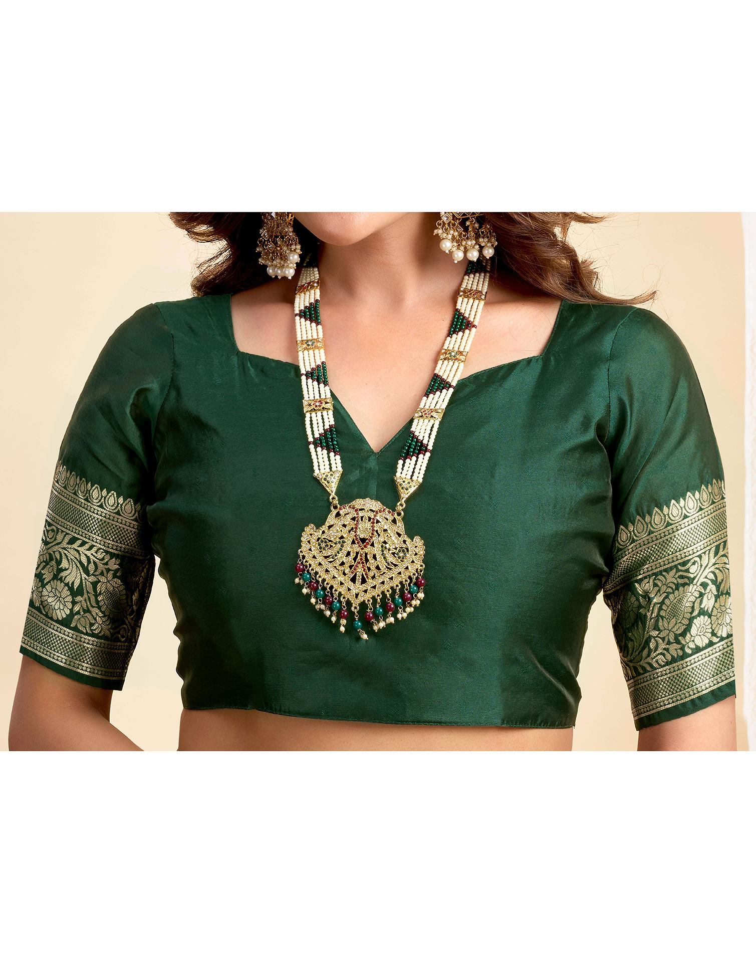 Dark Green Silk Woven Saree