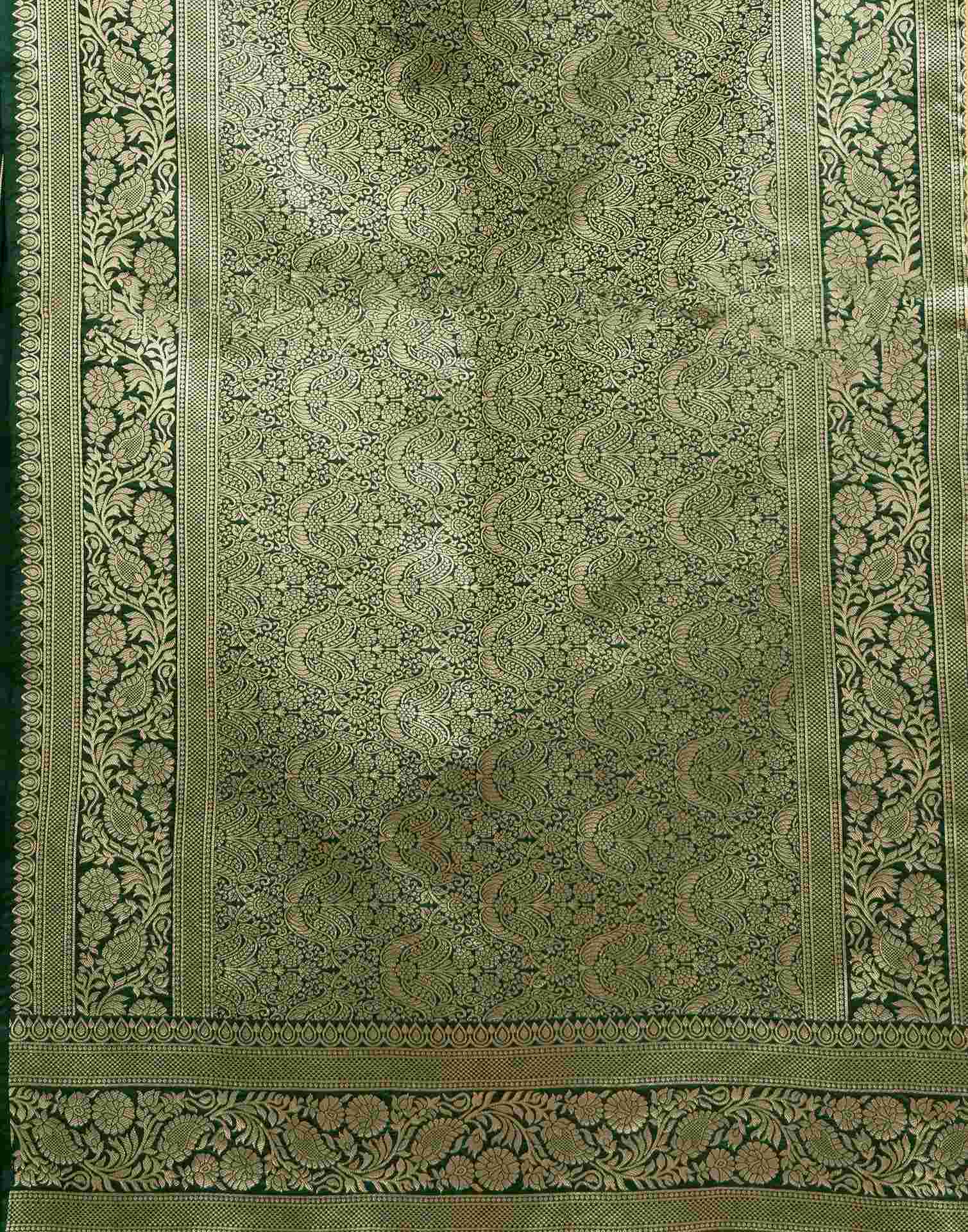 Dark Green Silk Woven Saree
