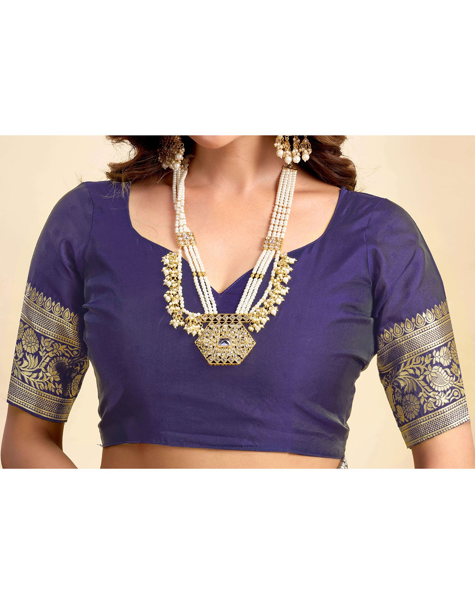 Navy Blue Silk Woven Saree