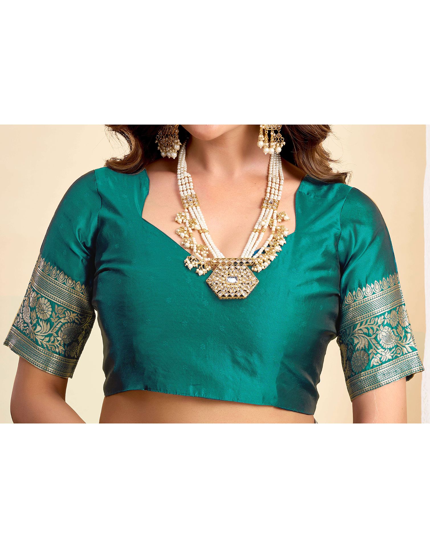 Teal Green Silk Woven Saree