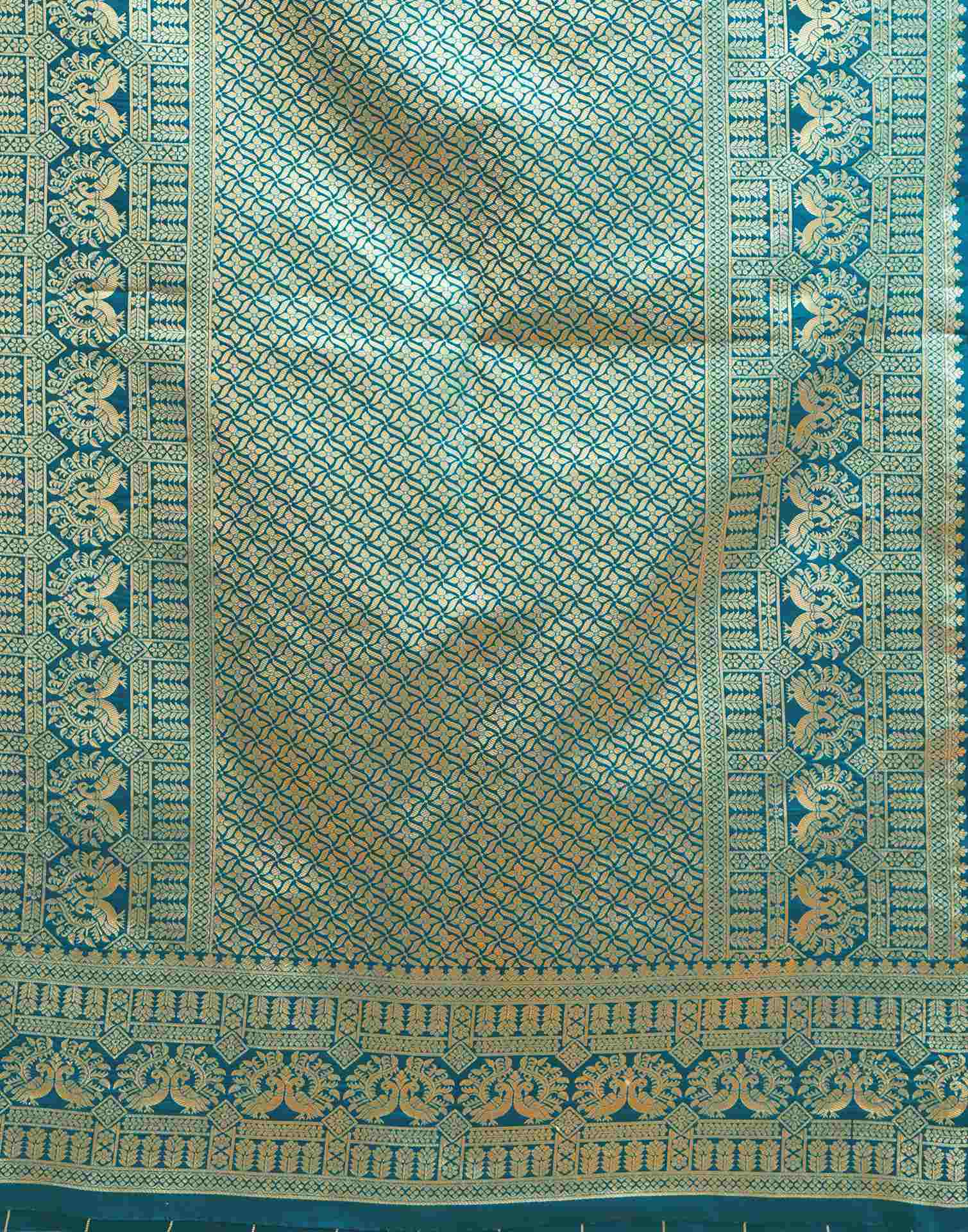 Rama Blue Silk Woven Banarasi Saree