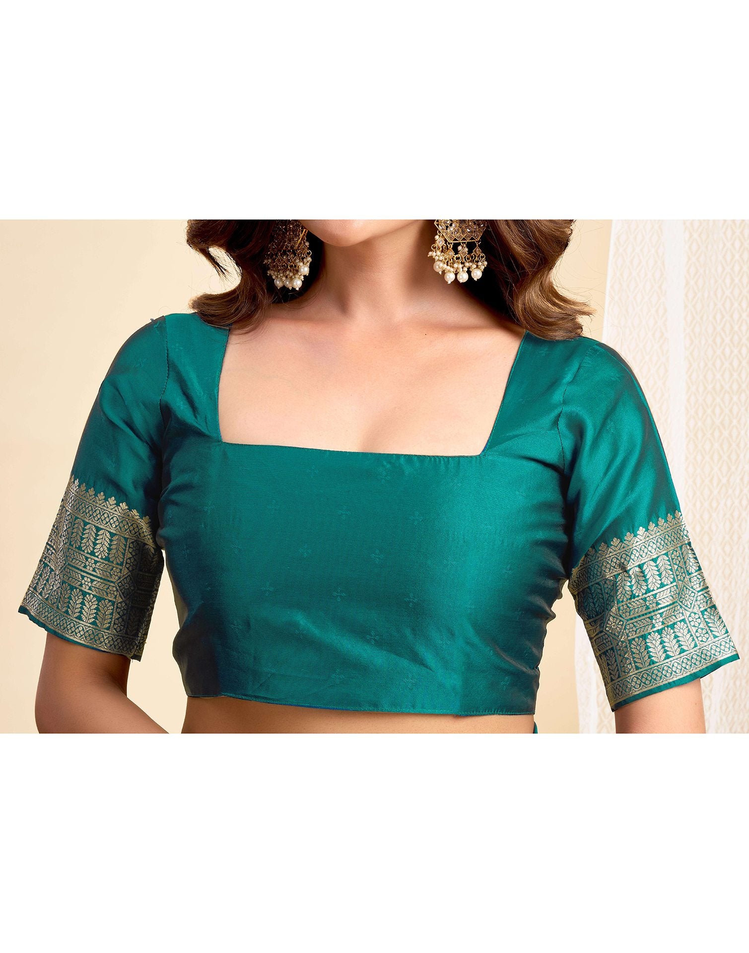 Teal Green Silk Woven Banarasi Saree