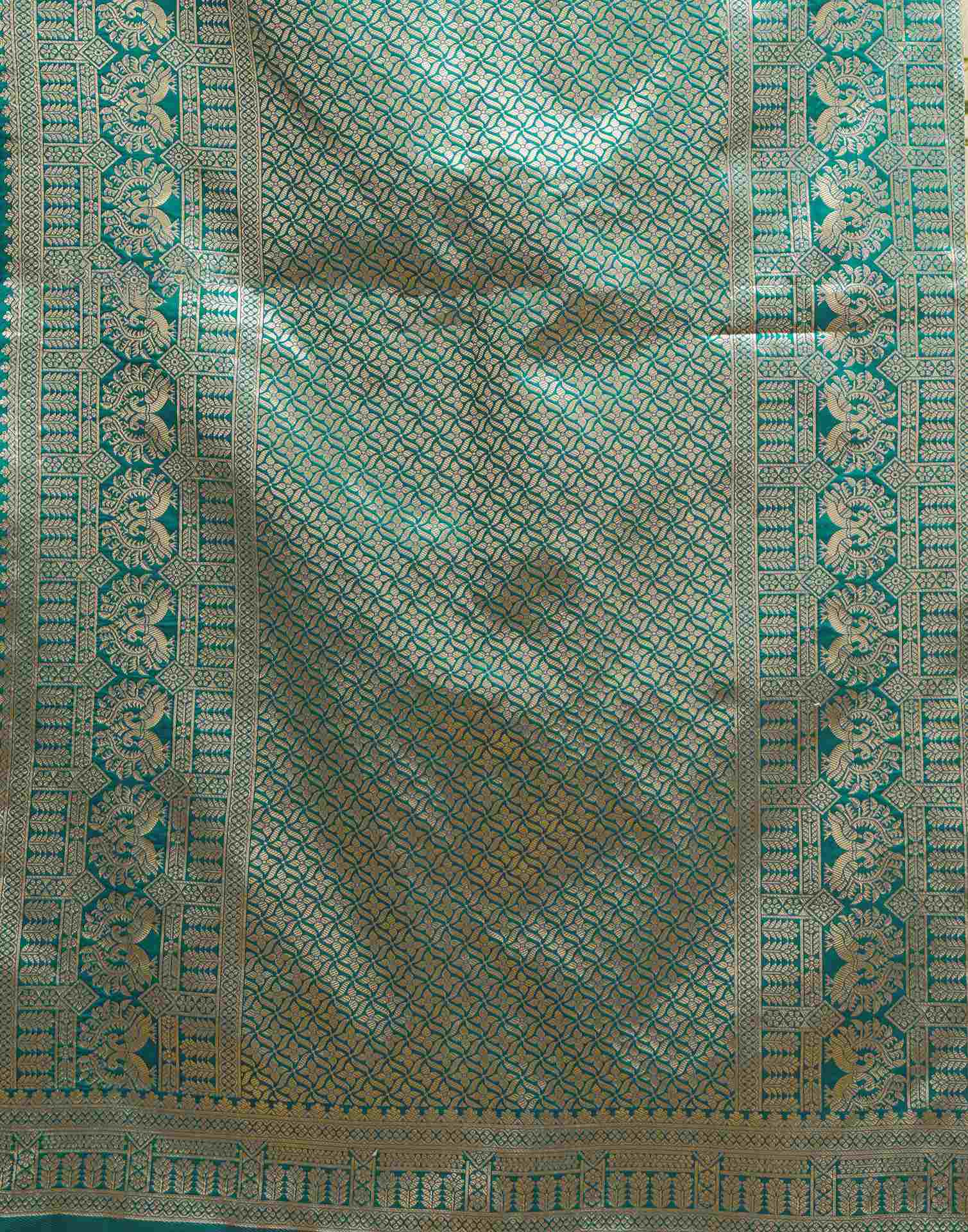 Teal Green Silk Woven Banarasi Saree