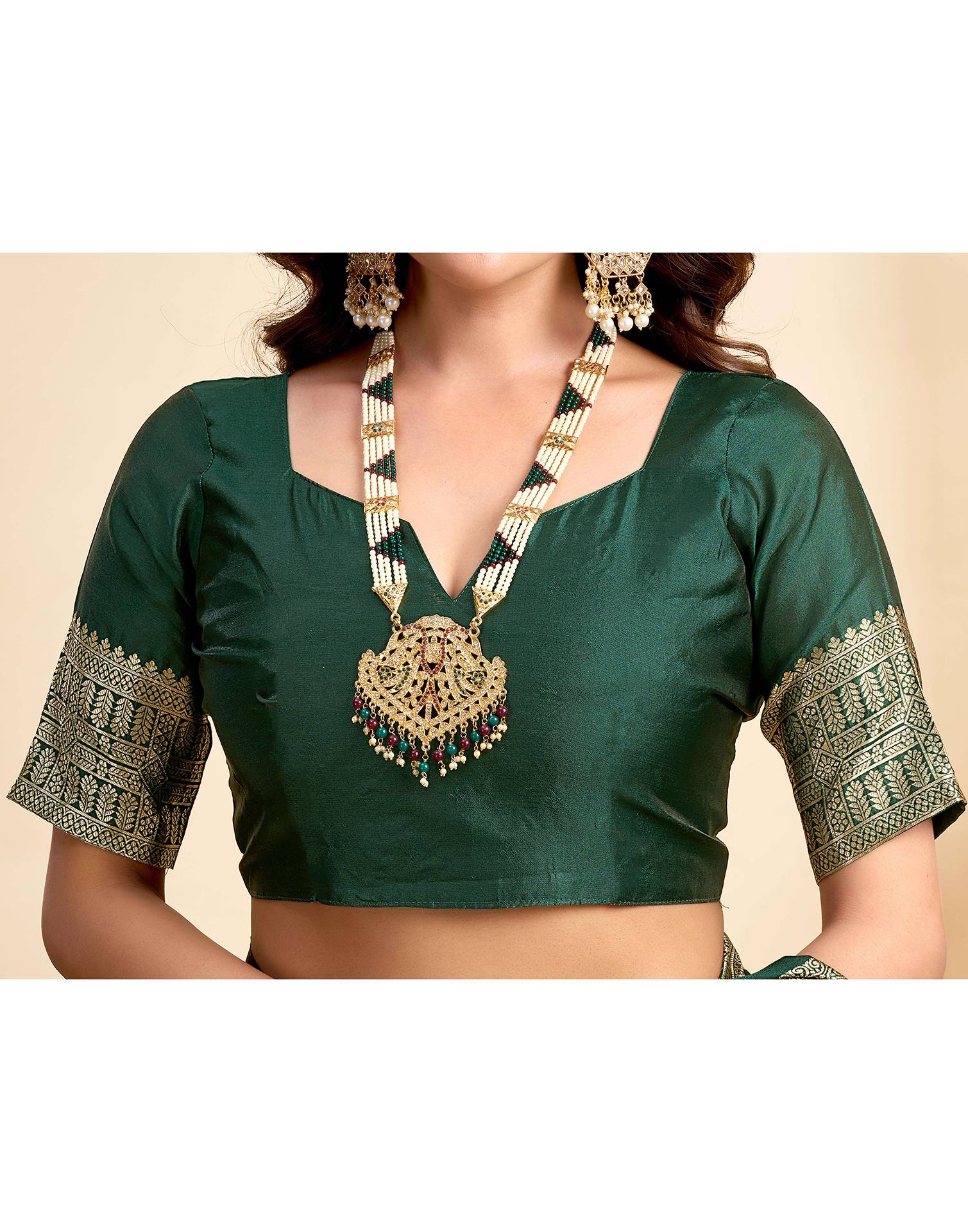 Dark Green Silk Woven Banarasi Saree